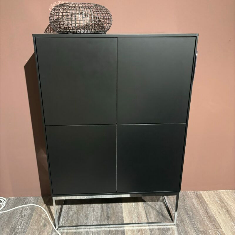 Musterring - Highboard Kara Frame Lack Schwarz Gestell Chrom Glänzend  - 5