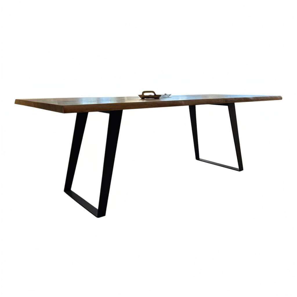 Global - Esstisch Lina Platte Wildeiche Natur Geölt Natürliche Baumkante Gestell Schwarz - 1