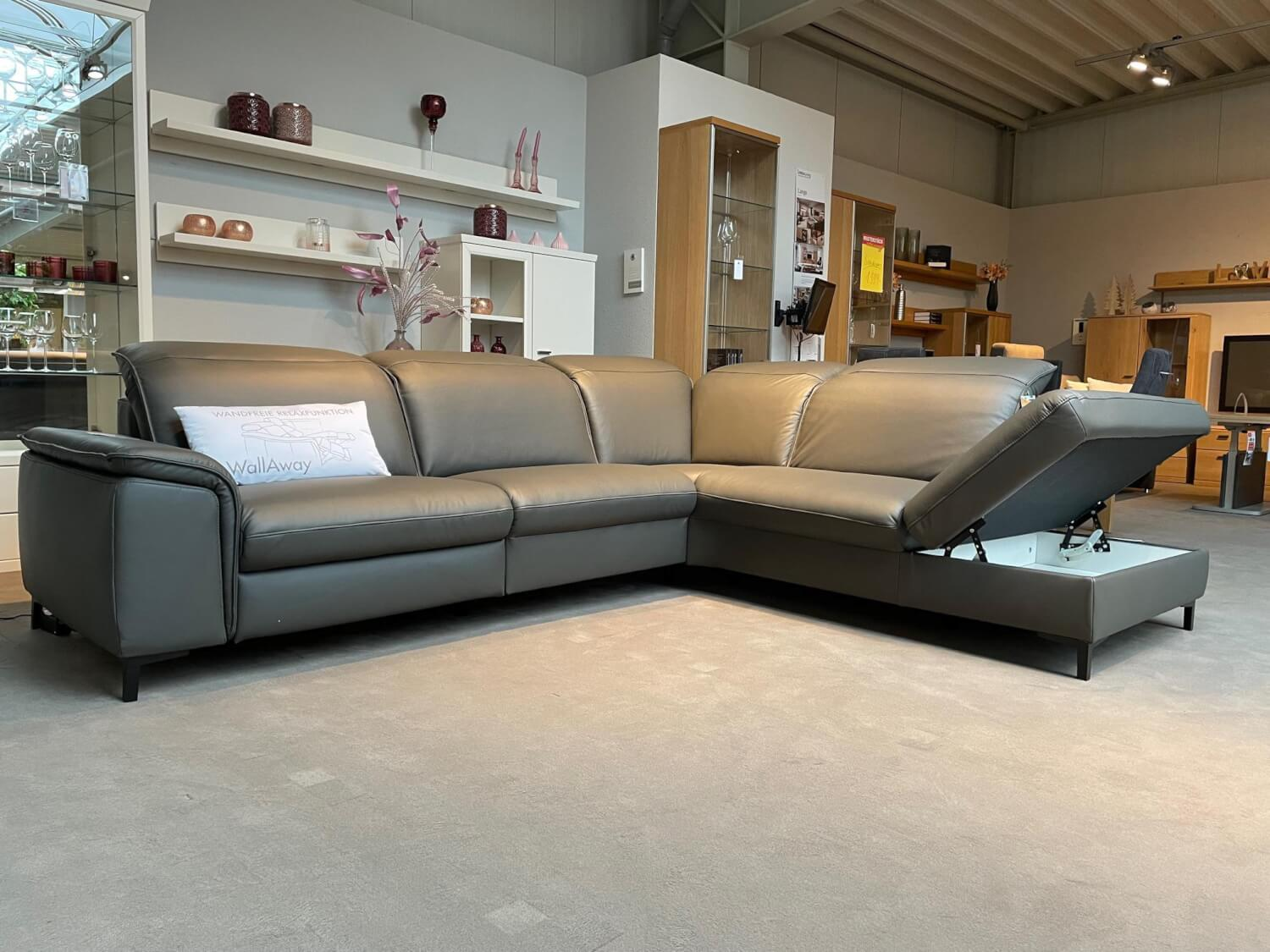 Polinova - Ecksofa Davos Leder L100 Torro Grau mit Relaxfunktion - 8