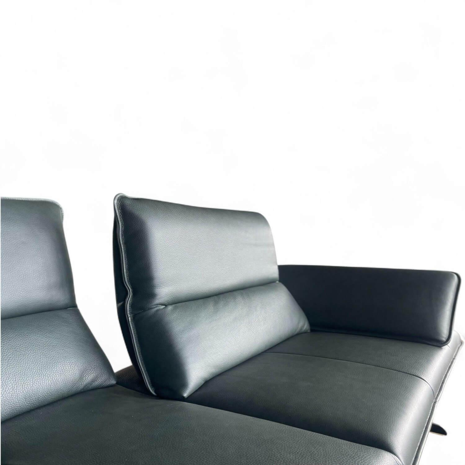 W. Schillig - Ecksofa 16777 Broadway Leder Longlife Xtra Forest Grün Metallkufe Schwarz Matt Inklusive Hocker - 2