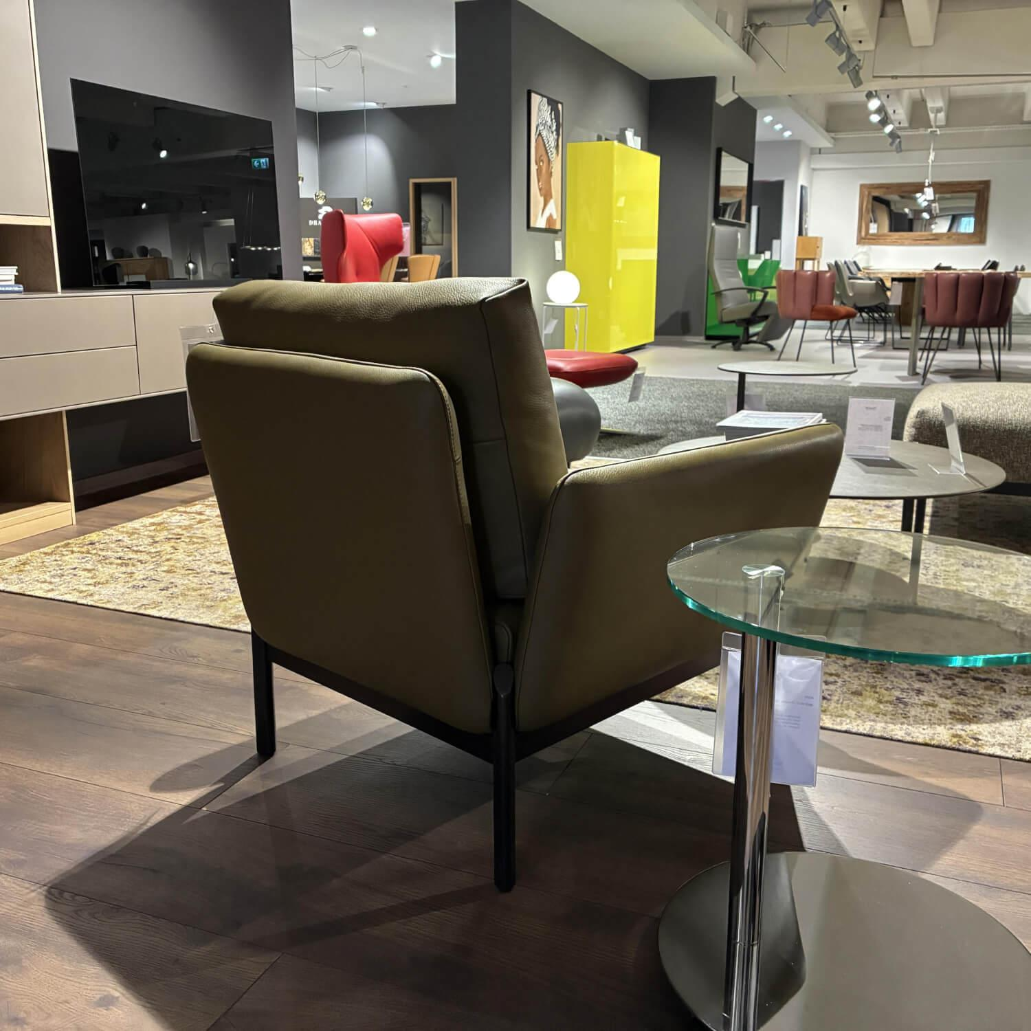 Leolux - Sessel Enna Leder Raffino 294 Fennic Gelb Grün Gestell Expoxy E2200 Nuit Silk Schwarz Matt - 3