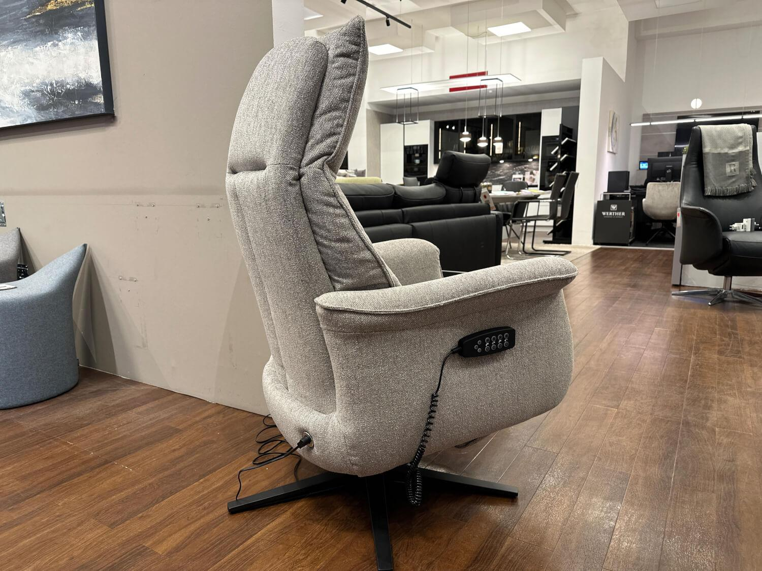 Rom - Sessel Melody 1C M Stoff Alvaro Grege Grau Gestell Stahl Mattschwarz Lackiert Mit Elektrischer Verstellung - 6