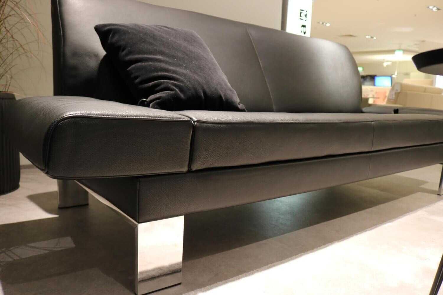 Jori - Garnitur Glove Leder Schwarz 2 Sofas mit Verstellbarkeit - 9