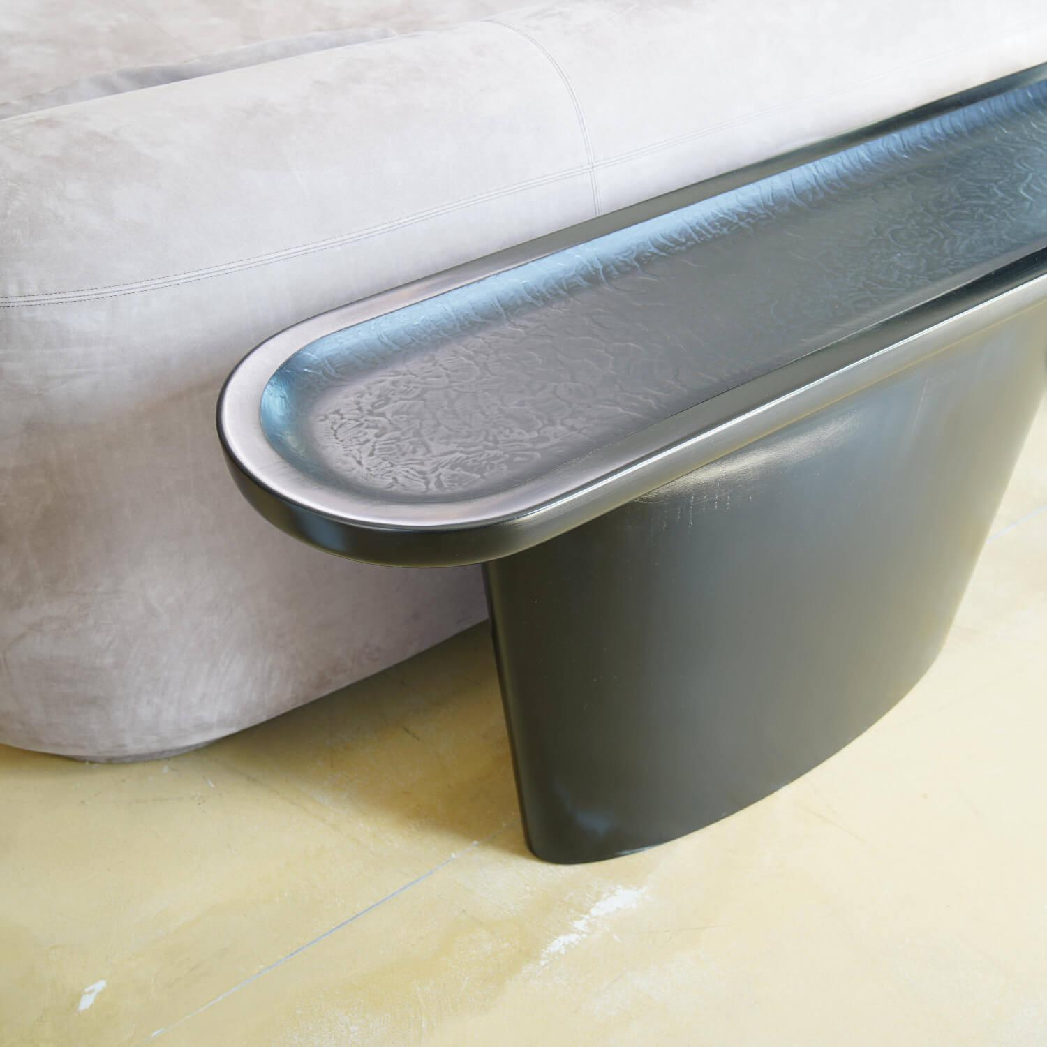 Baxter - Sofa Piaf And Console Calix Leather Kashmir Boue Cat.A Console Solid Limewood - 7