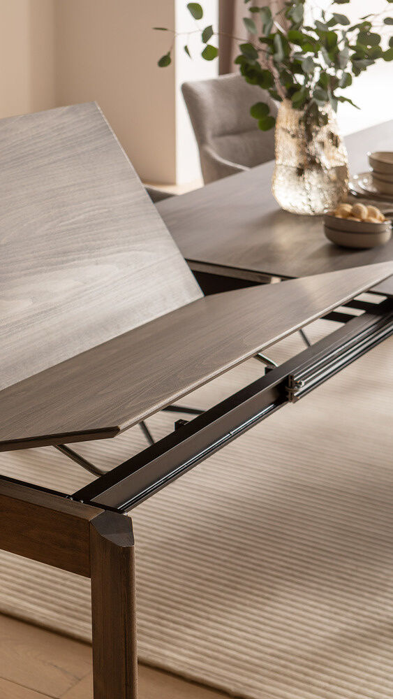 Natura - Esstisch ST200 Saratoga Schweitzer Kante Buche Massiv Silbergrau mit Auszug - 6