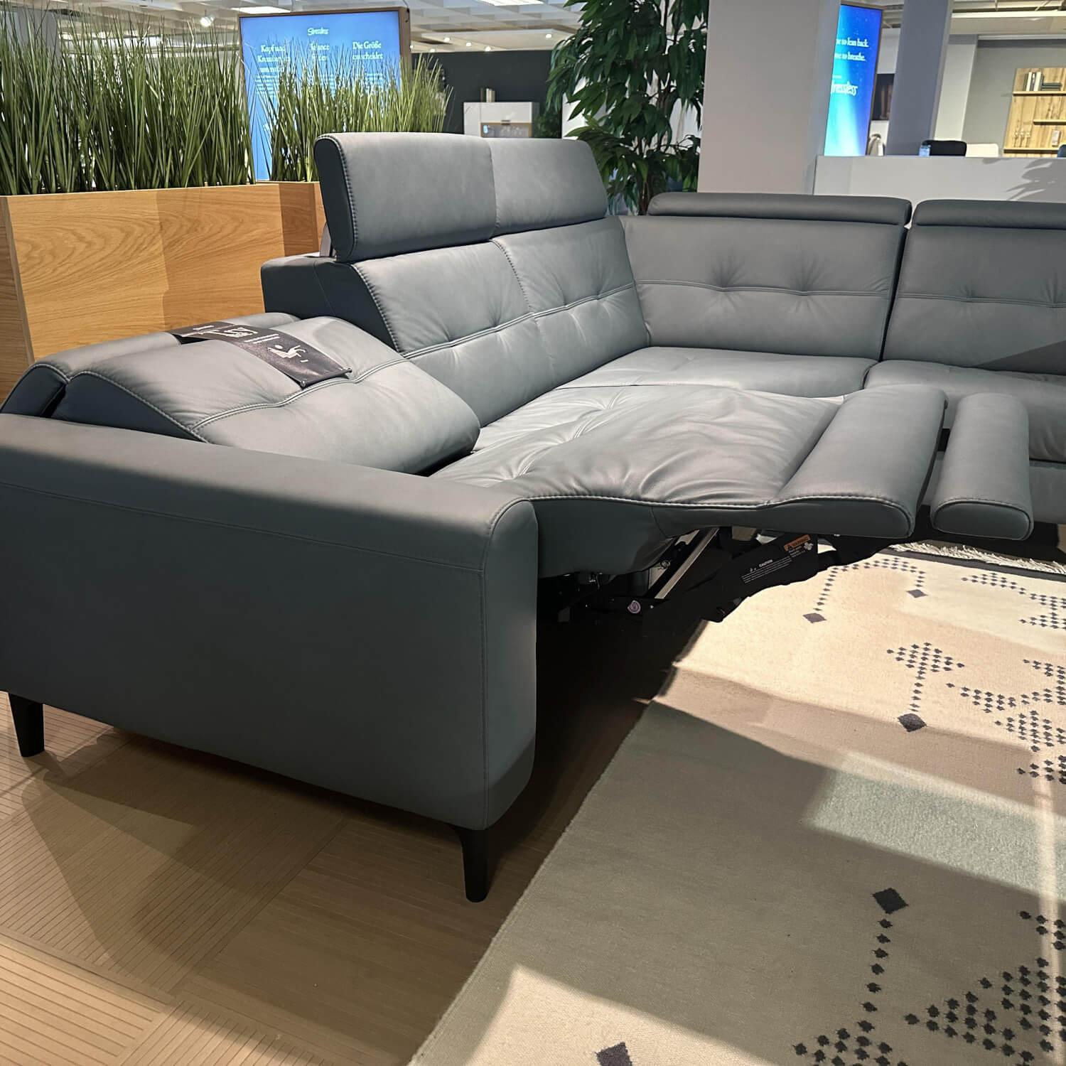 Stressless - Ecksofa Anna Leder Paloma 09472 Teal Blue Blau Fuß Organic 45 Matt Black Schwarz - 5