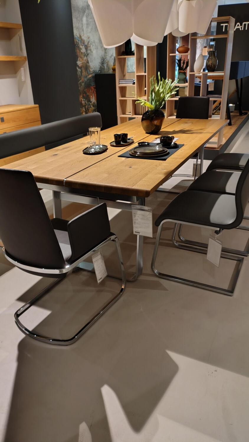 Team 7 - Essgruppe Nox Magnum Leder L1 Mittelgrau Gestell Edelstahl - 5