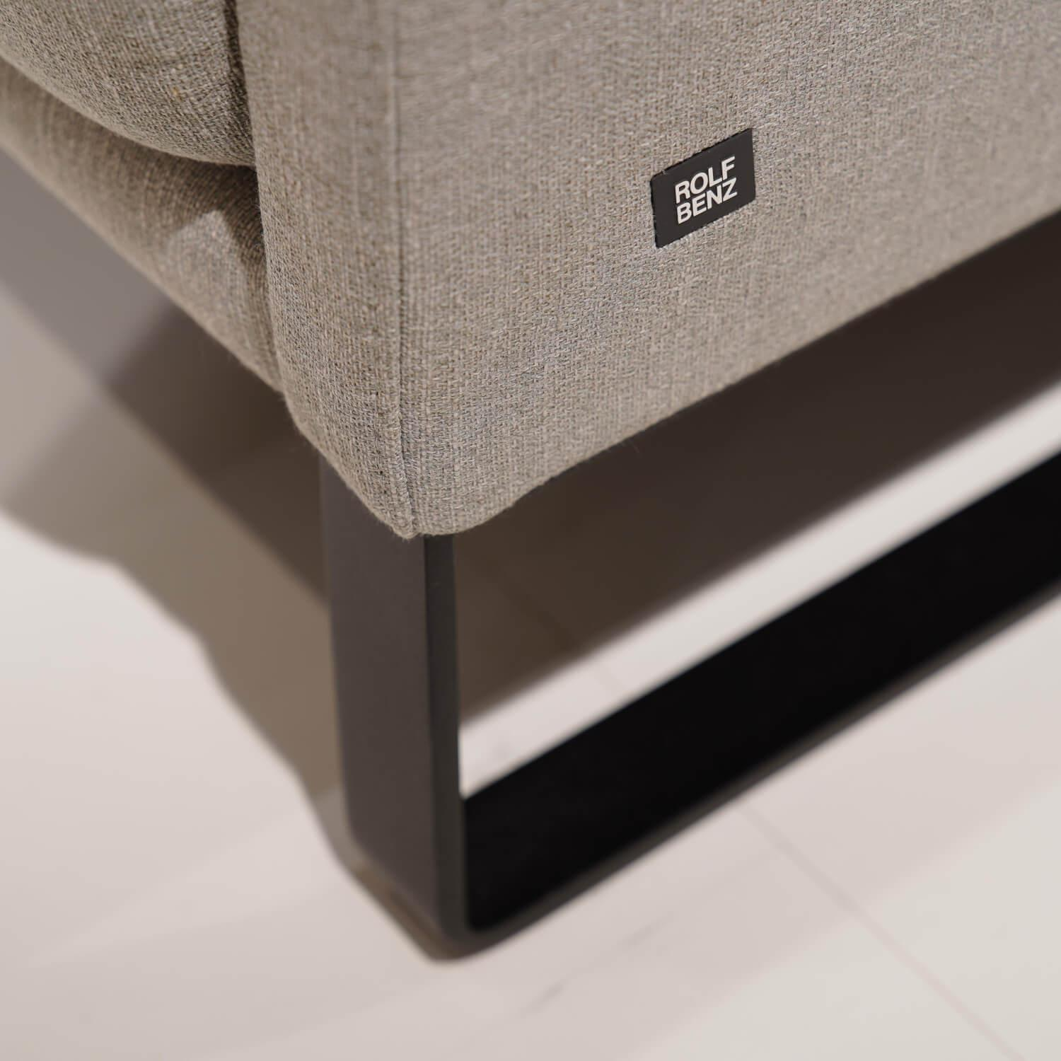 Rolf Benz - Ecksofa Cara Bezug Stoff 14.162 Steingrau Fuß Kufe Stahl Schwarz Ablage Eiche Furniert Mit Verstellbarem Rücken - 6
