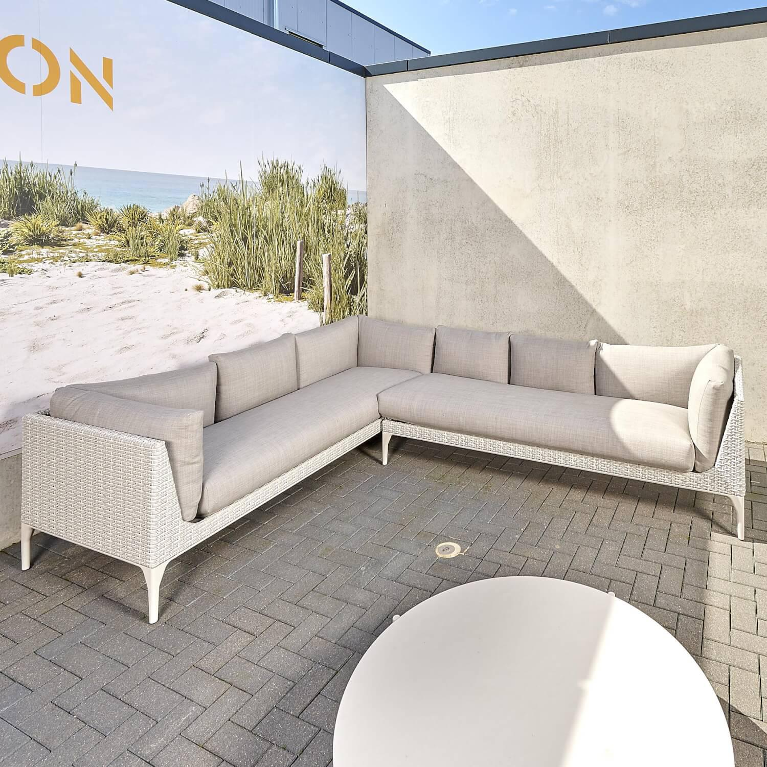 DEDON - Sofa-Kombination MU Bezug Stoff Linen Warm-Grey Geflecht Accona Gestell Lipari - 4