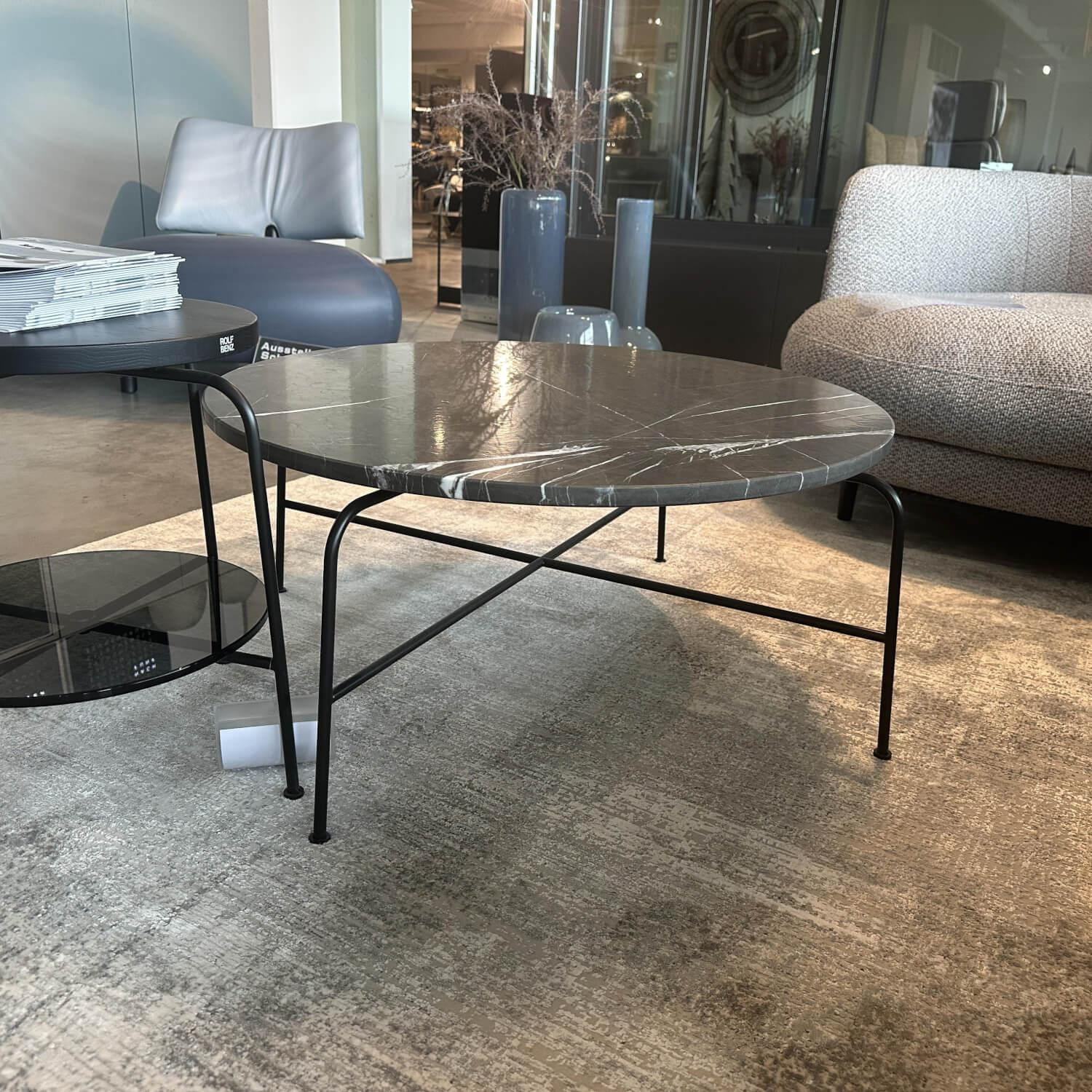 Rolf Benz - Couchtisch 947 471 Platte Stein Graphit Brown Grau Braun Gestell Stahl Verkehrsschwarz Lackiert - 4