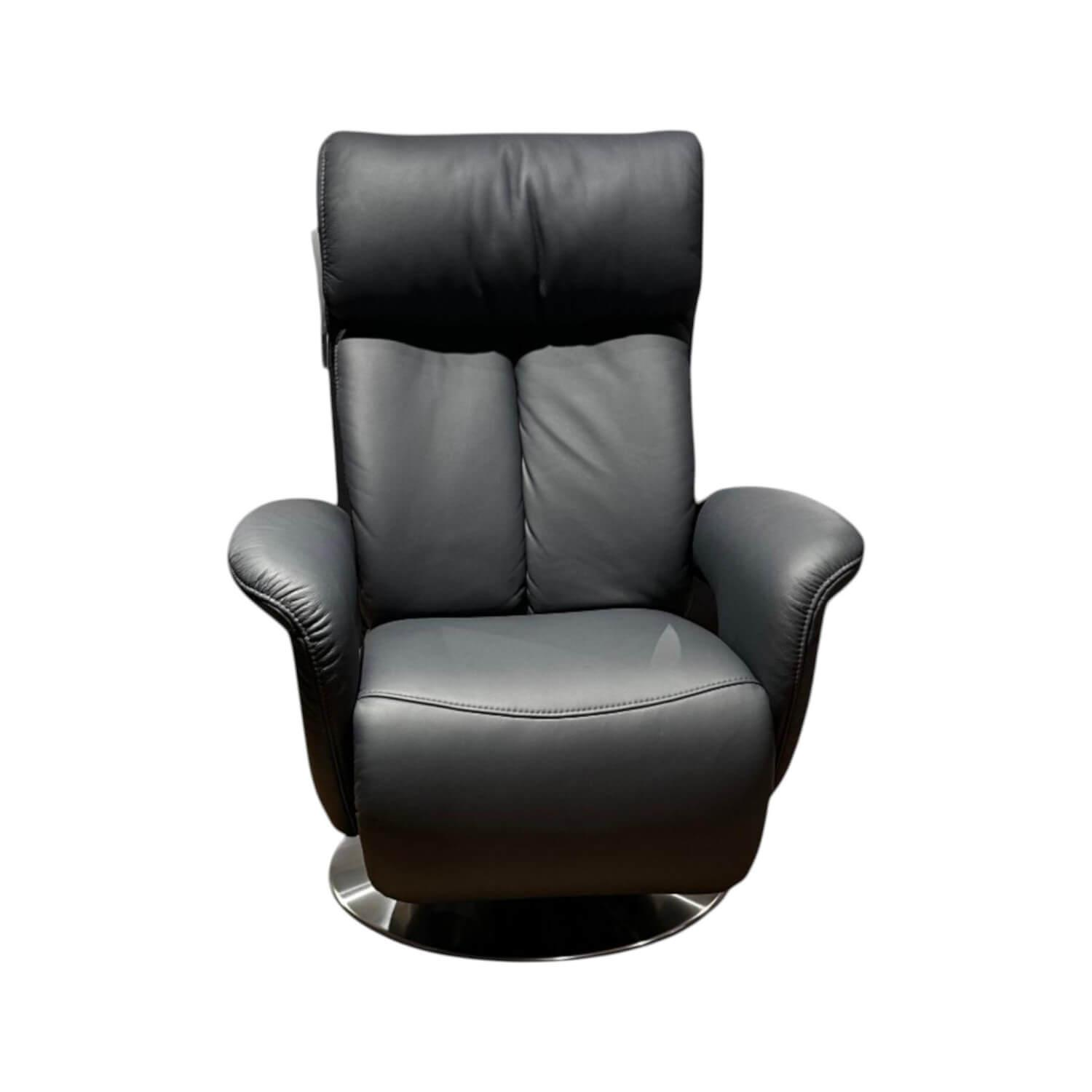 himolla - Sessel 8049 Planopoly Leder 31 Longlife Soft Blue Blau Drehteller Edelstahl Mit Relaxfunktion - 1