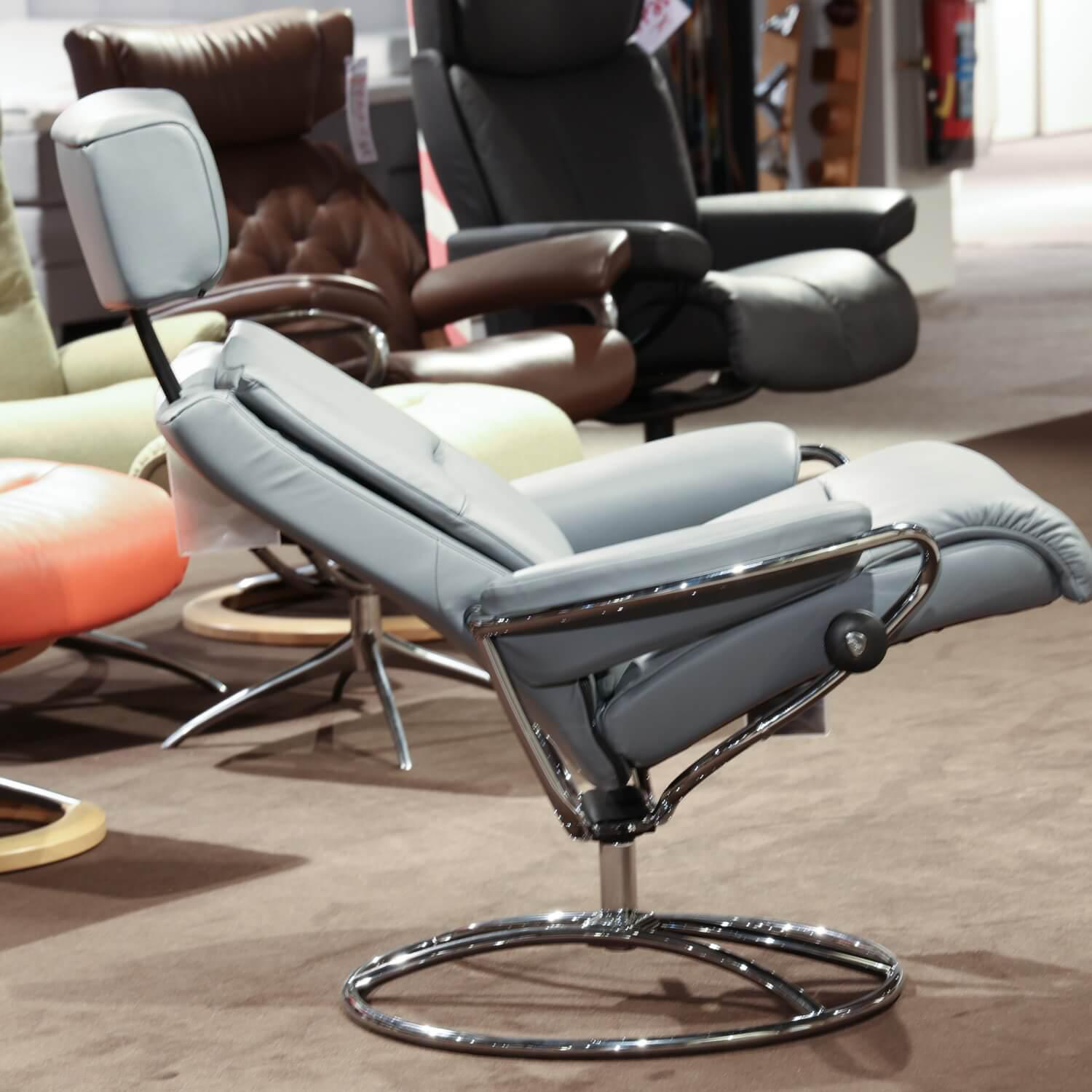 Stressless - Relaxsessel Mit Hocker Tokyo Leder Paloma Neutral Grey Grau 17 Gestell Original 40 Alu - 10