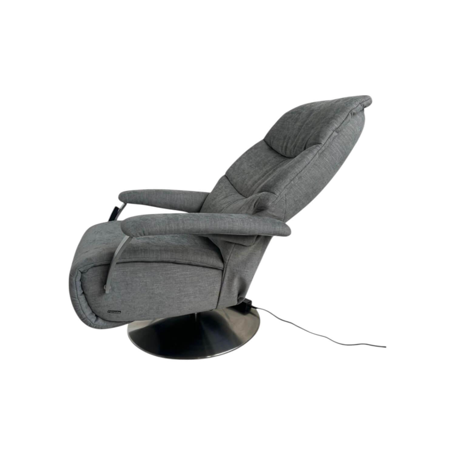 himolla - Relaxsessel 7050 Easyswing M Stoff Leeds Platin Grau Fuß Teller Edelstahloptik Mit Elektrischer Kopfteilverstellung - 7