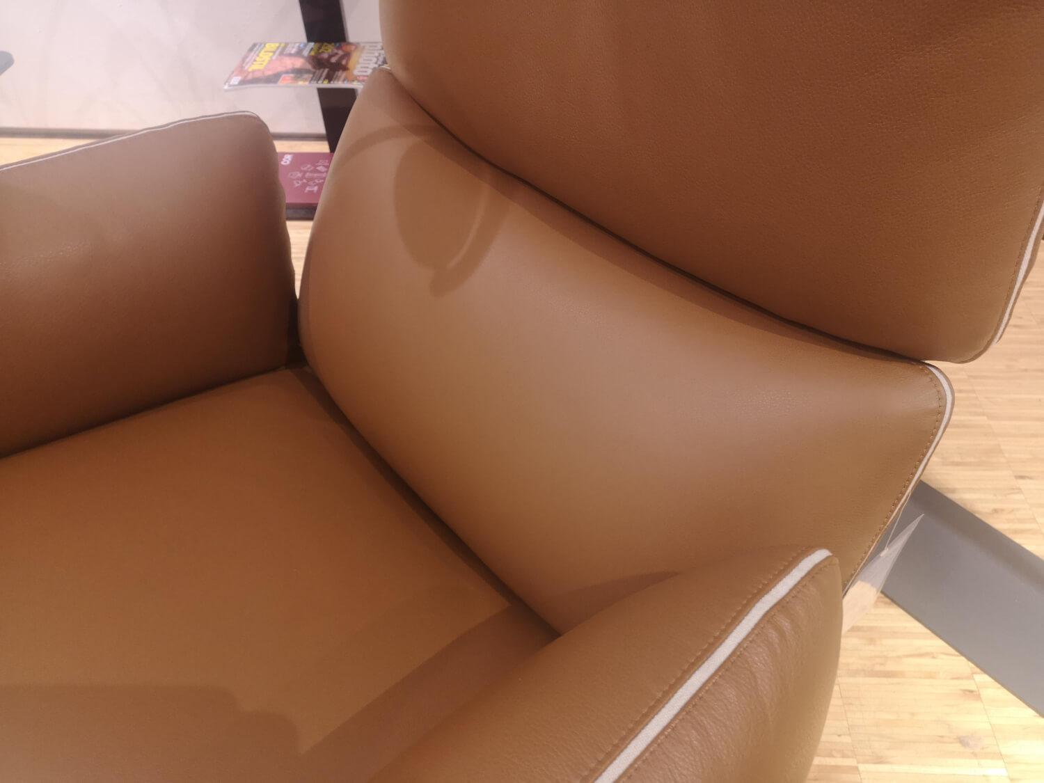 COR - Sessel Jalis Lounge Leder 200 Cognac Braun Kontrastnaht mit Hocker - 3