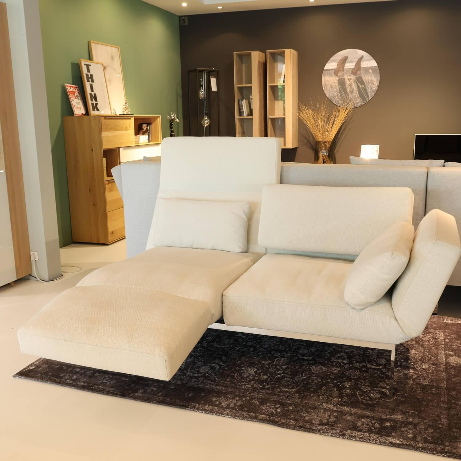 Sofa Roro Soft Bezug 3677 Farbe 40 Creme Mit Drehsitz Fuß Metalluntergestell Verchromt Glänzend