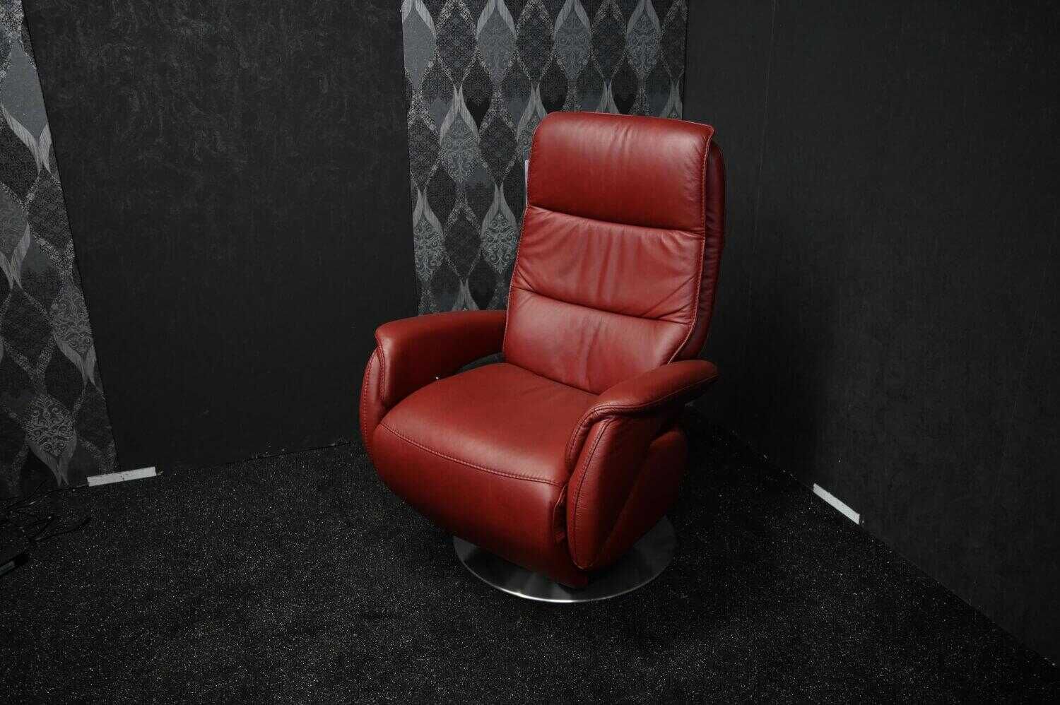 Steinpol - Relaxsessel Bella Leder Evita Bordeaux Drehteller Edelstahl mit Manueller Relaxfunktion - 2