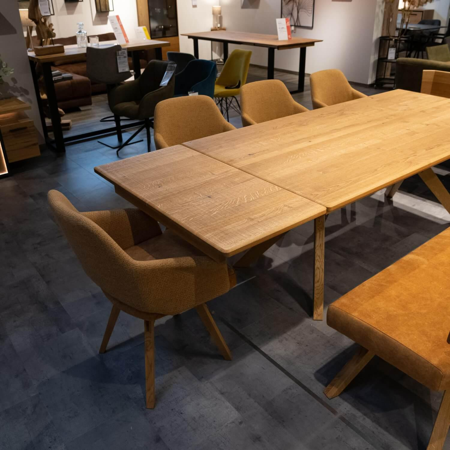 Schösswender - Sitzgruppe Selecto 100 Asteiche Massiv Sägeoptik Inklusive Klappkopfauszug - 6