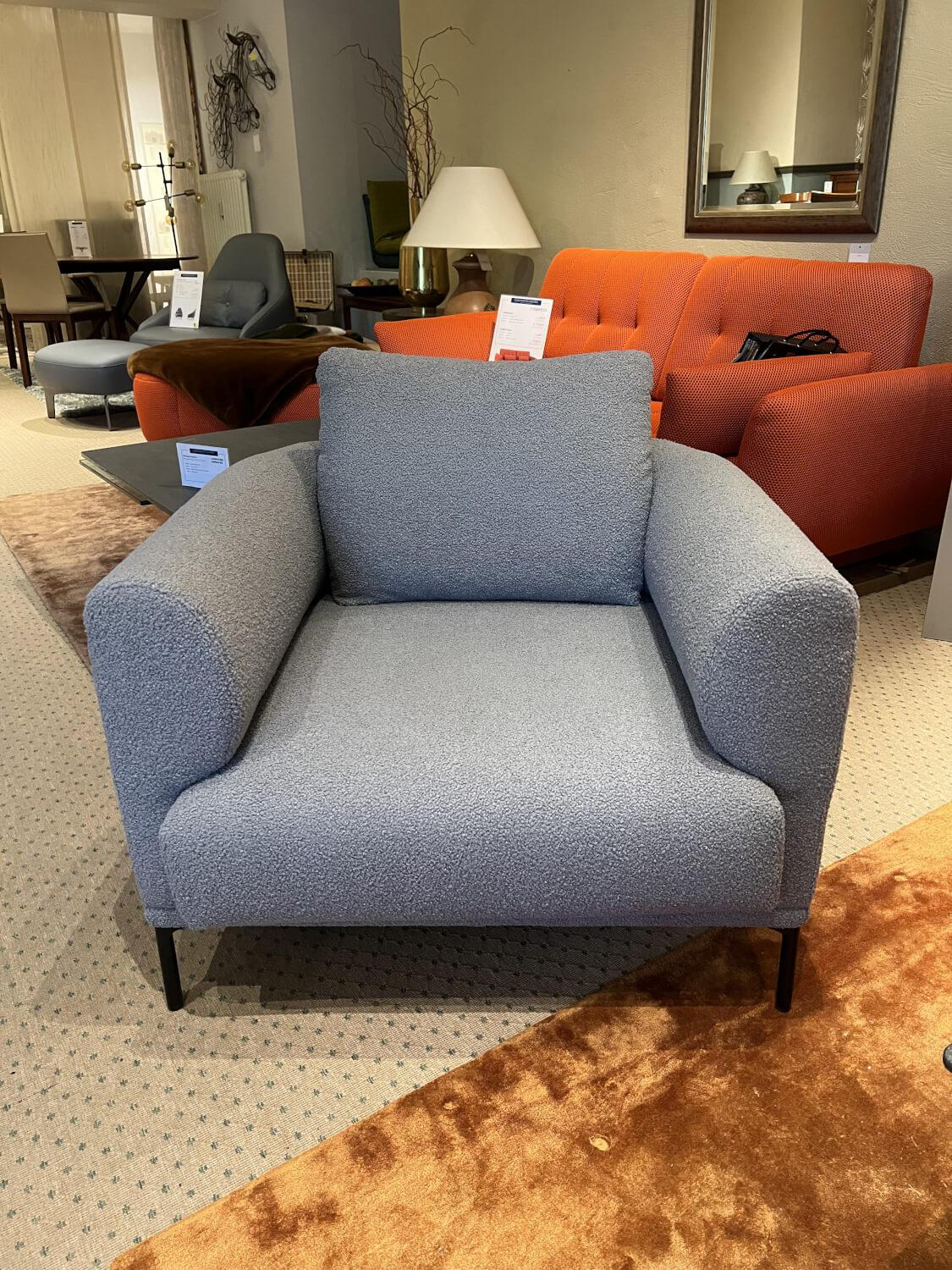 IP Design - Sessel Loop Stoff Lucie 1788-181Grau Füße Metall Schwarz Matt - 5