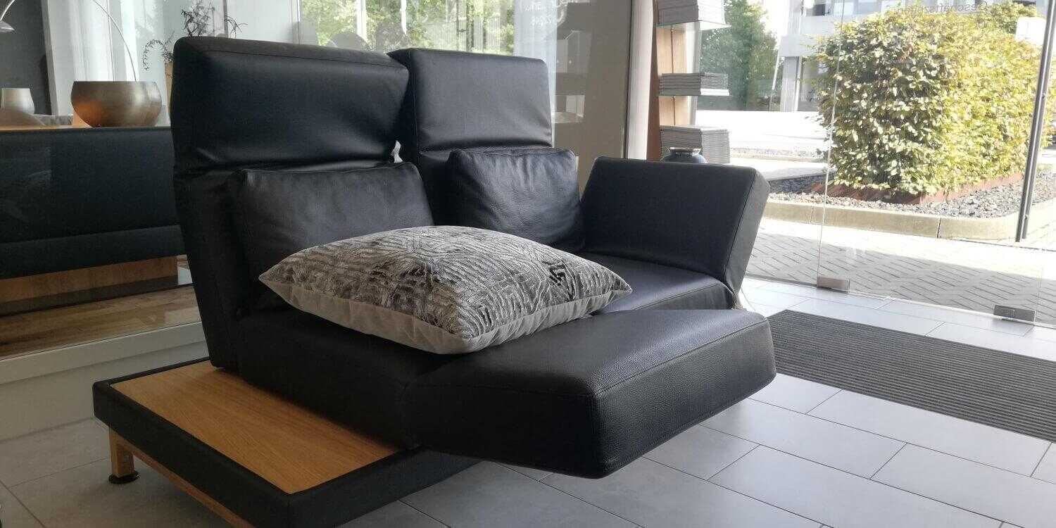 Brühl - Sofa Moule Small Leder Unit 542 Schwarz mit 2 Kissen - 3