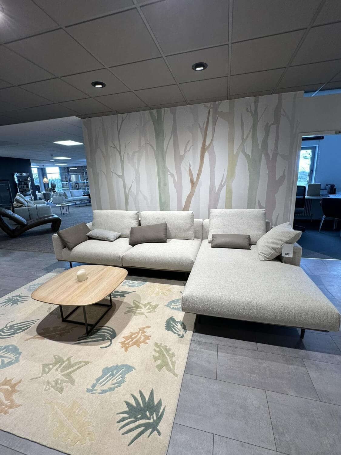 Rolf Benz - Ecksofa Volo Stoff 24.159 Kieselgrau Grau Rahmen Leder 36.604 Grau Beige Füße Metall Alu Glatt Pulverbeschichtet Matt 7022 Umbragrau Mit 7 Kissen - 8