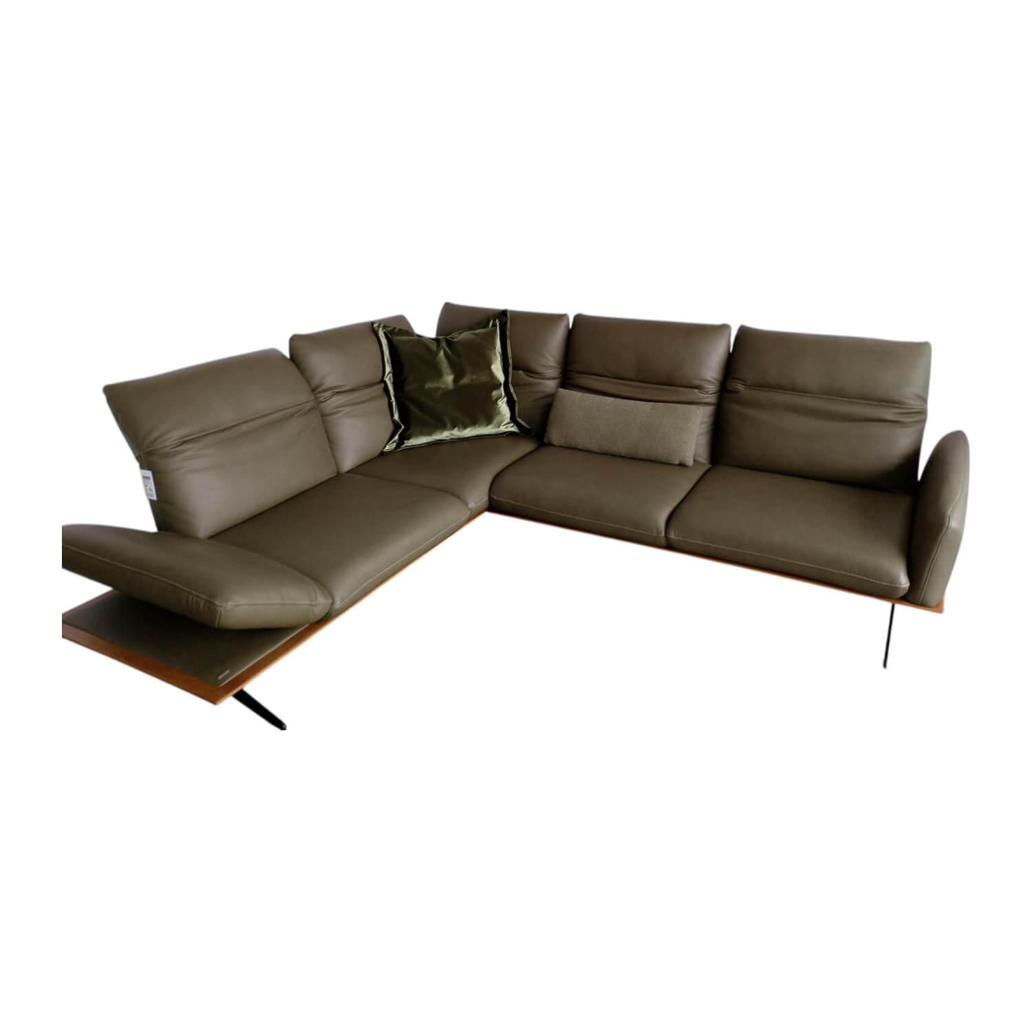 Koinor - Ecksofa Calmo 1 Leder B Bonito Canna Grün Massivholzrahmen Wildeiche Gestell Metallkufe Schwarz Pulverbeschichtet - 1