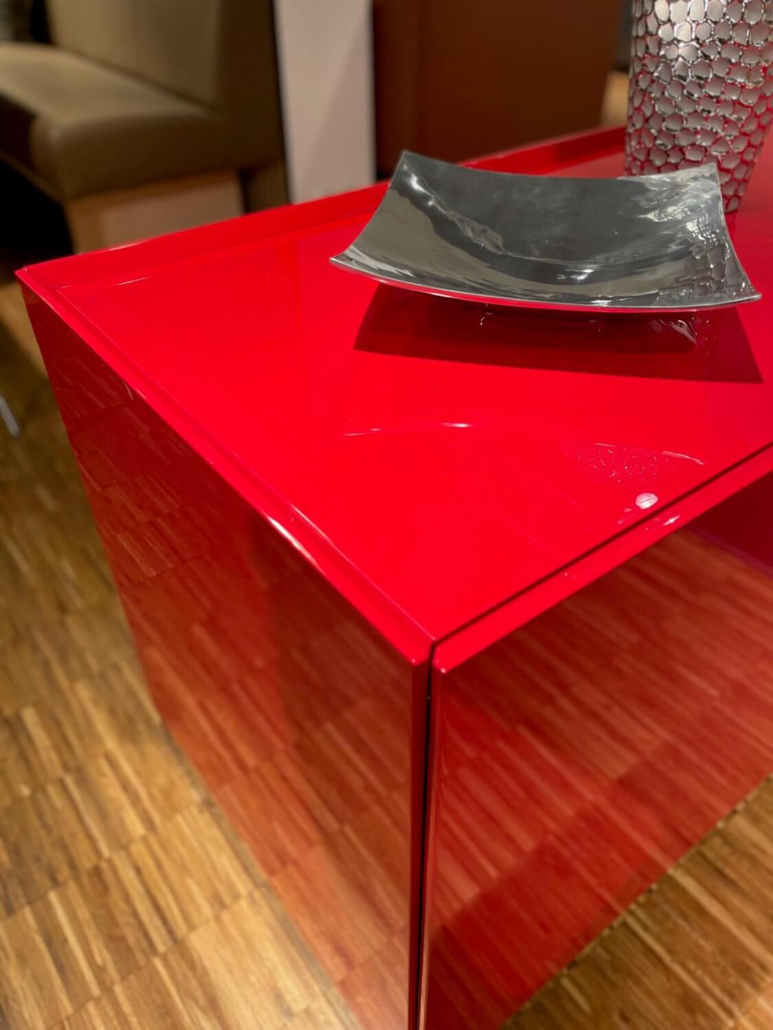 Contur - Anrichte Raumteiler 5800 Hochglanzlack Scarlatto Rot Inklusive Glasfachböden - 2