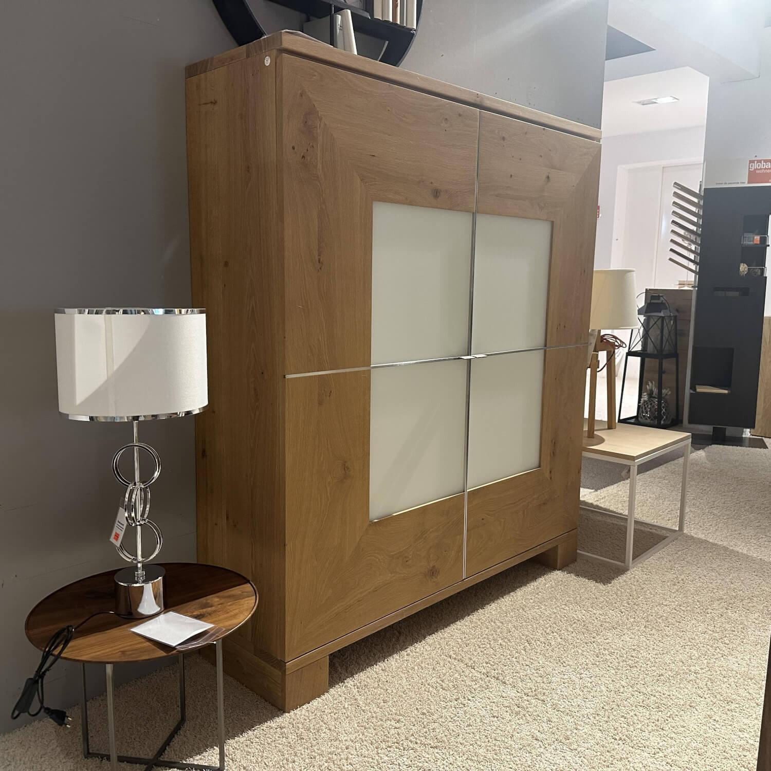 Scholtissek - Schrank Varus Knorrige Eiche Puro Geölt Türen Glas Optiwhite 9010 Weiß Matt 2 Türig - 5