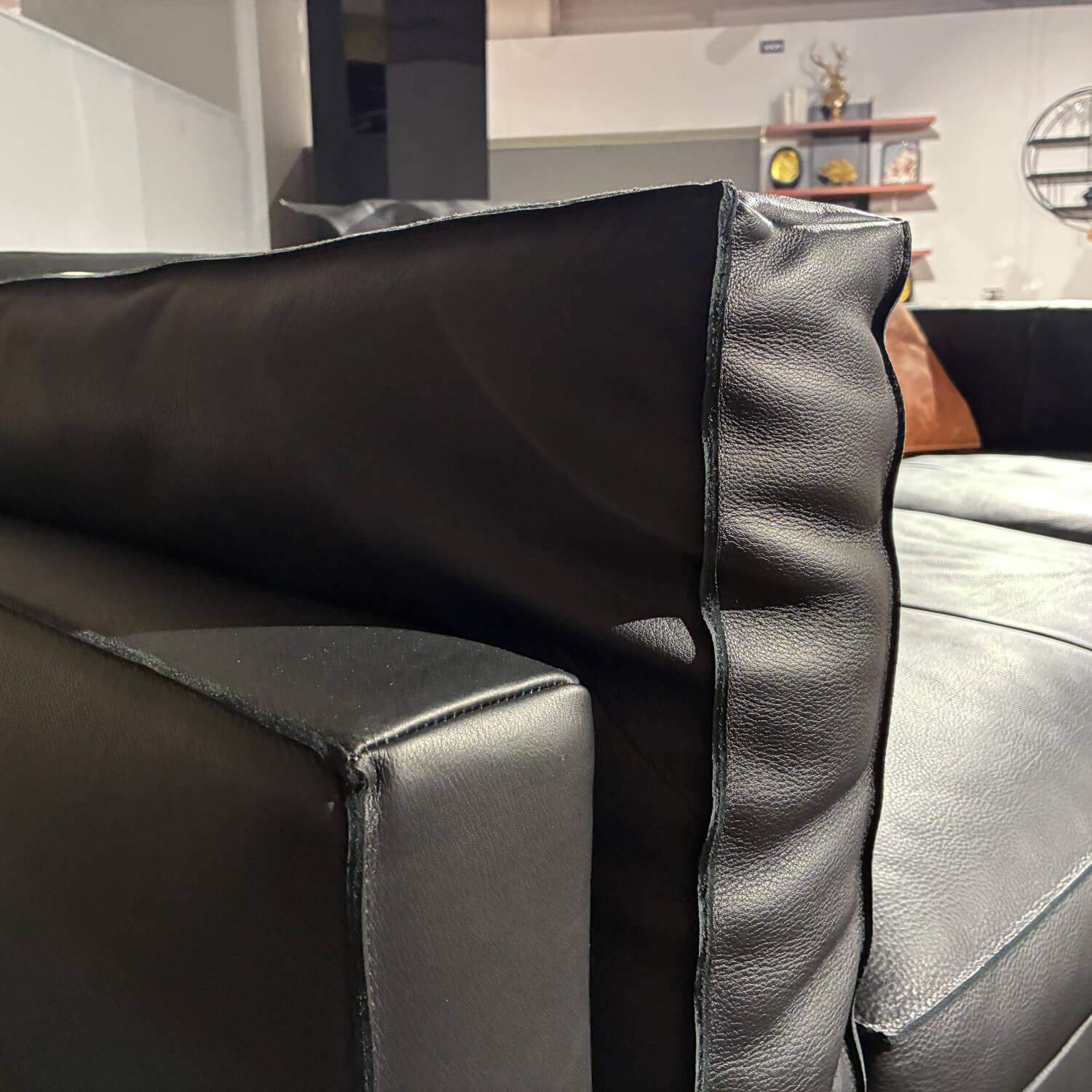 Contur - Sofa Aprion XXL Leder Pueblo 68601 Schwarz Füße Schwarz Inklusive Kissen - 3