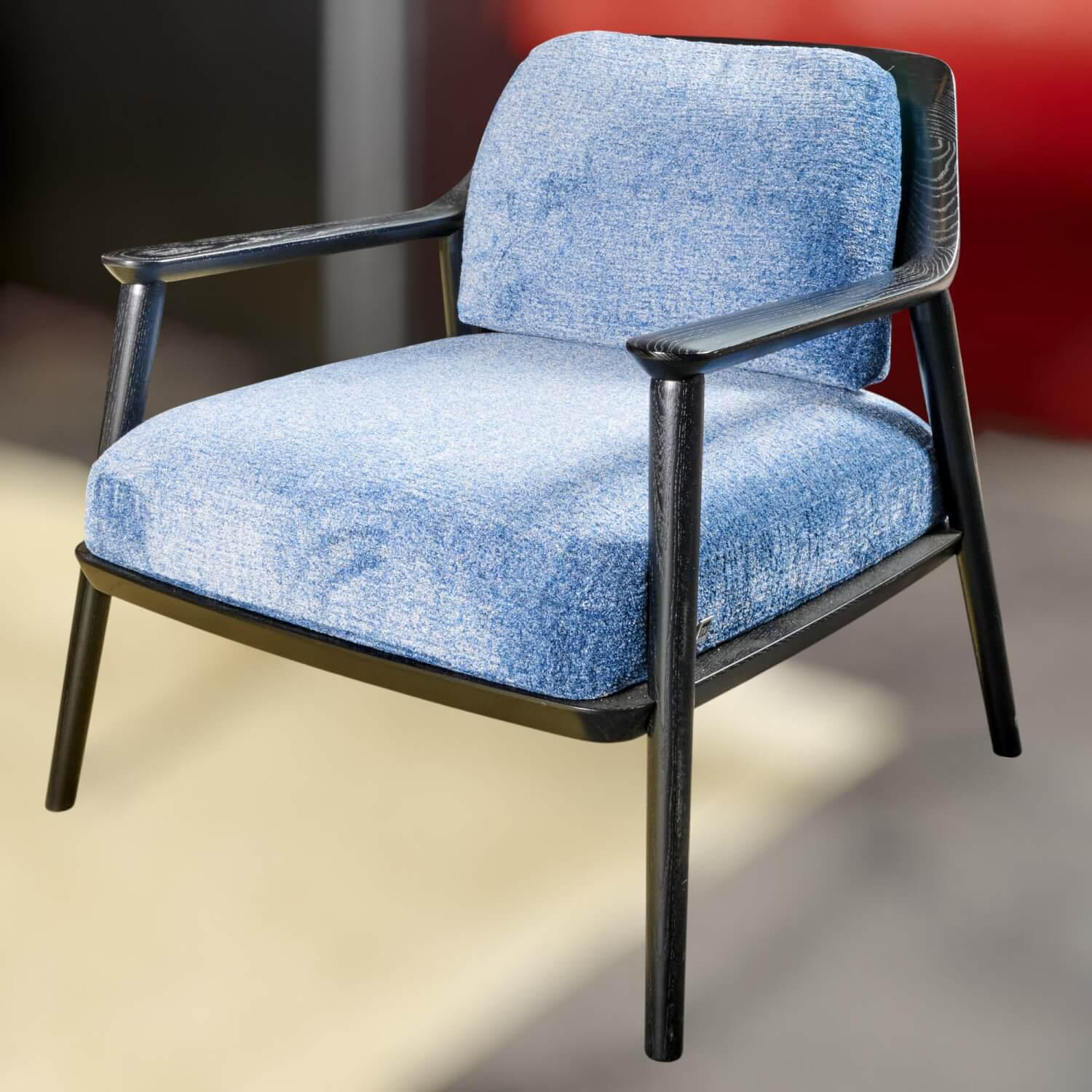 Bielefelder Werkstätten - Gatsby Sessel Stoff Mabelle BW1807-252 Blau Holz Schwarz - 8