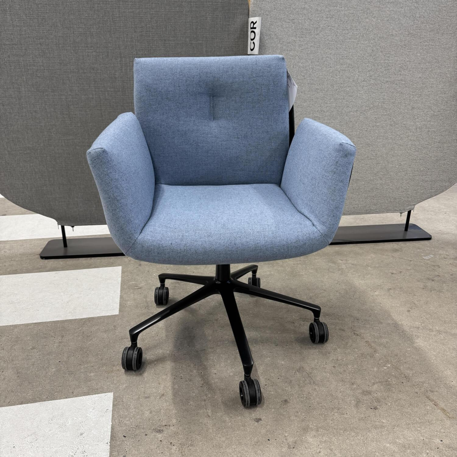 COR - Stuhl Alvo 825 Stoff Tonica 713 Blau Grau 110 Schale Kunststoff Schwarz Gestell Schwarz Pulverbeschichtet Mit Rollen - 6