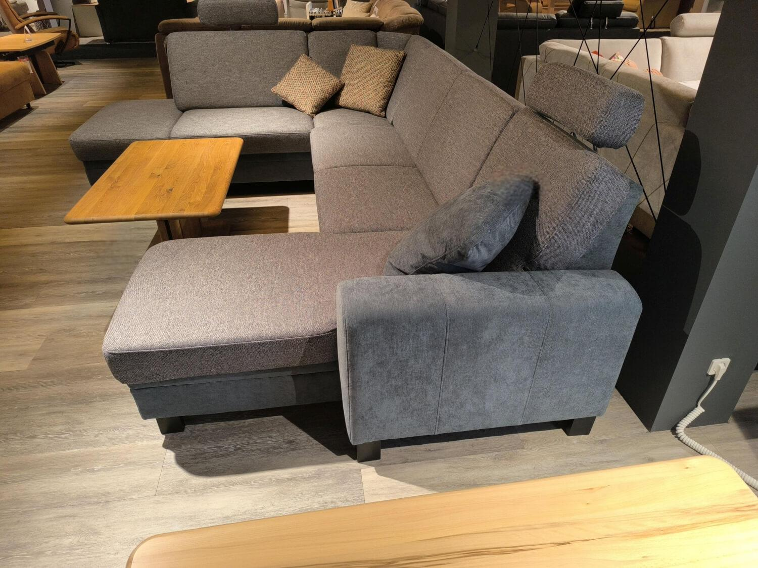 Zehdenick - Wohnlandschaft Cleveland S Stoff Unica Steel Und Vera Steel Grau Fuß Buche Schwarz Inklusive Kissen - 7