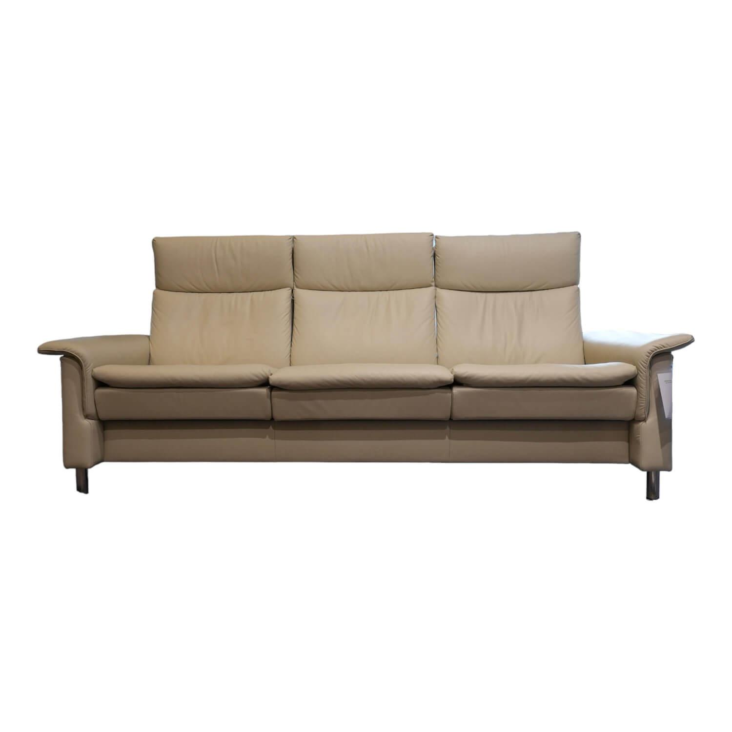 Stressless - Sofa 3-Sitzer Aurora Hoch L Bezug Leder 094 Paloma 15 Light Grey Grau Fuß 010 Stahl 88 Stainless Steel - 1