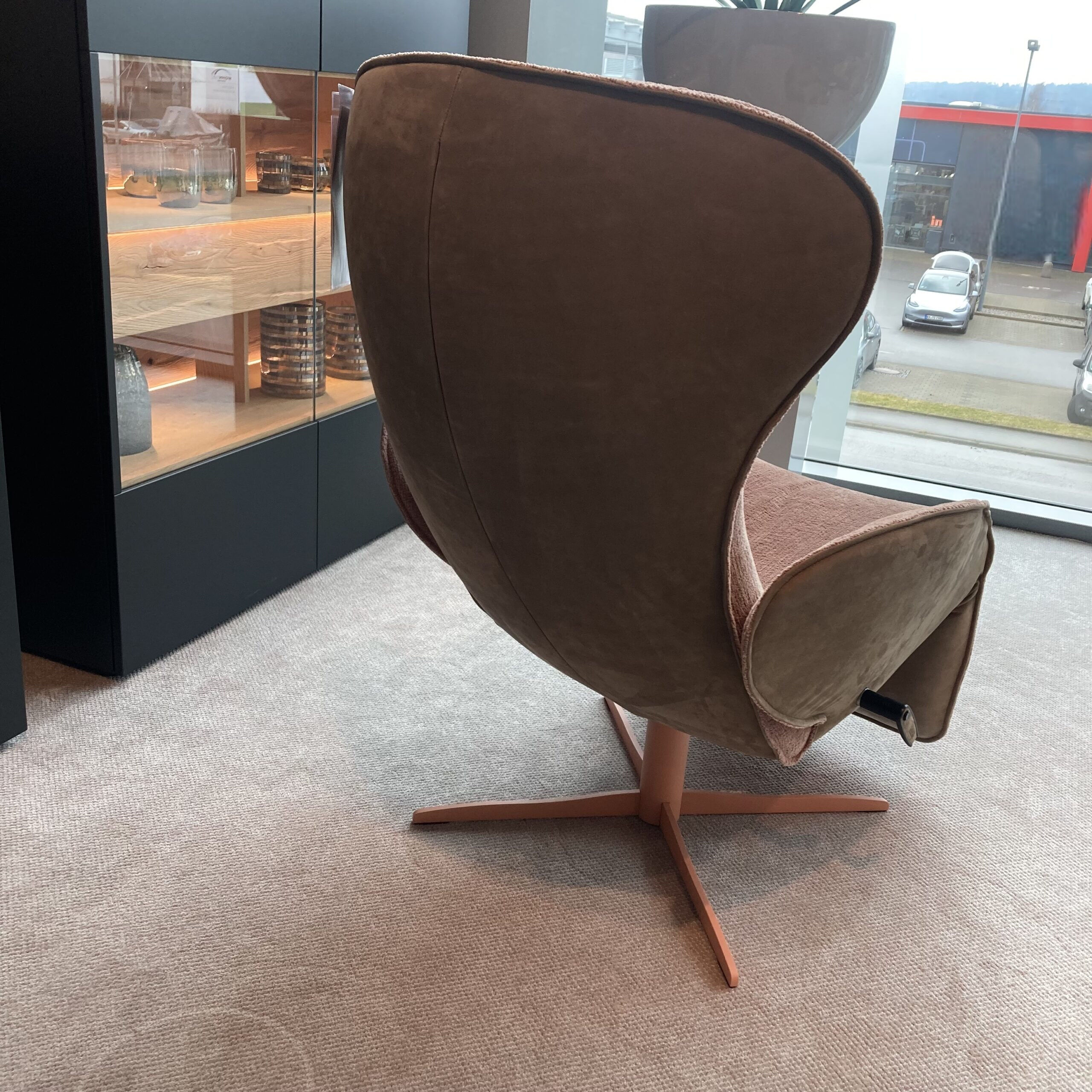 Jori - Relaxsessel Daydreamer JR 7450 Innen Stoff Mumble Pesca Rosa Außen Leder Nubuck Macchiato Braun Beige Gestell Metall Beigerot Lackiert - 3