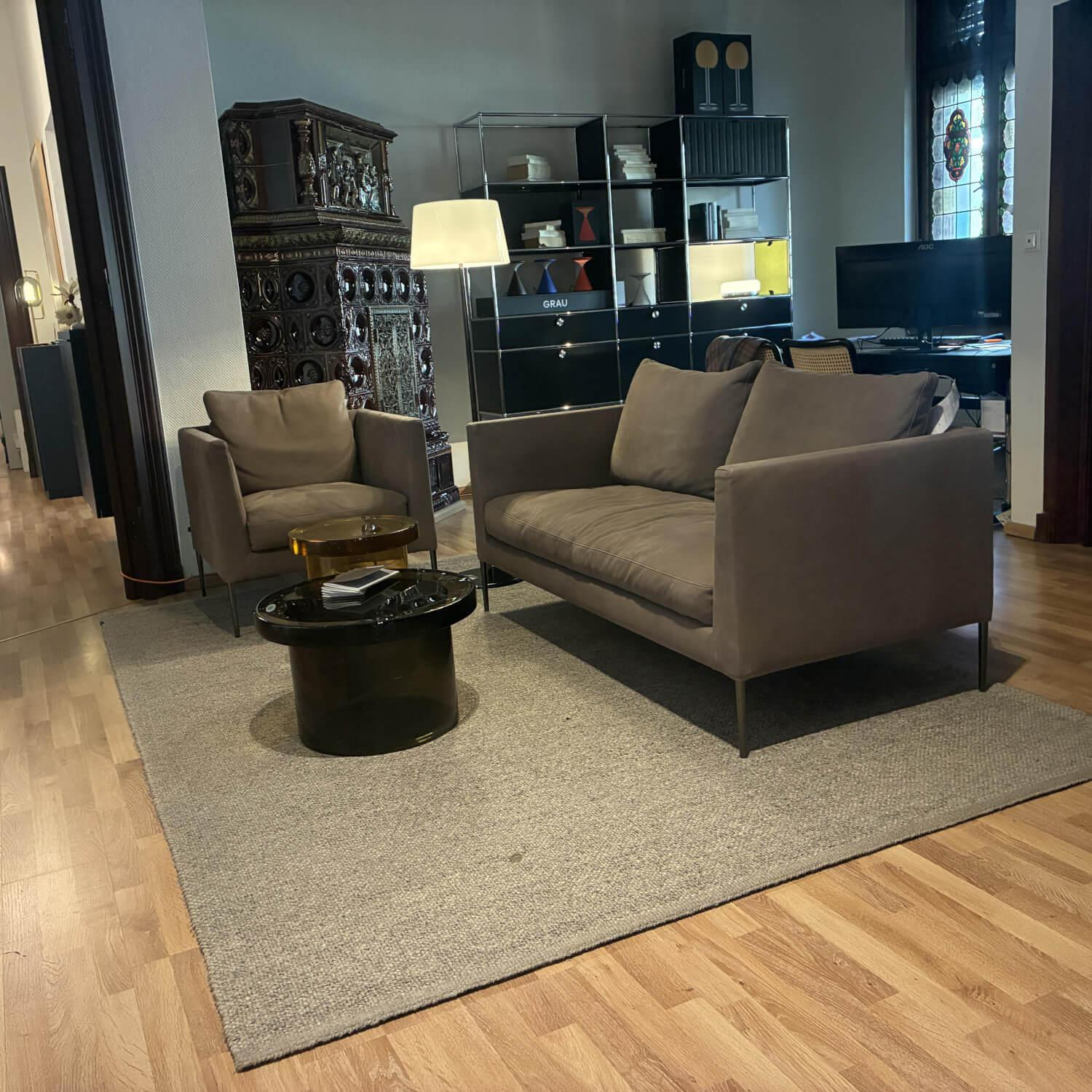 COR - Sofagarnitur Pilotis Sofa Und Sessel Leder 683 Taupe Braun Füße Schwarzchrom - 2