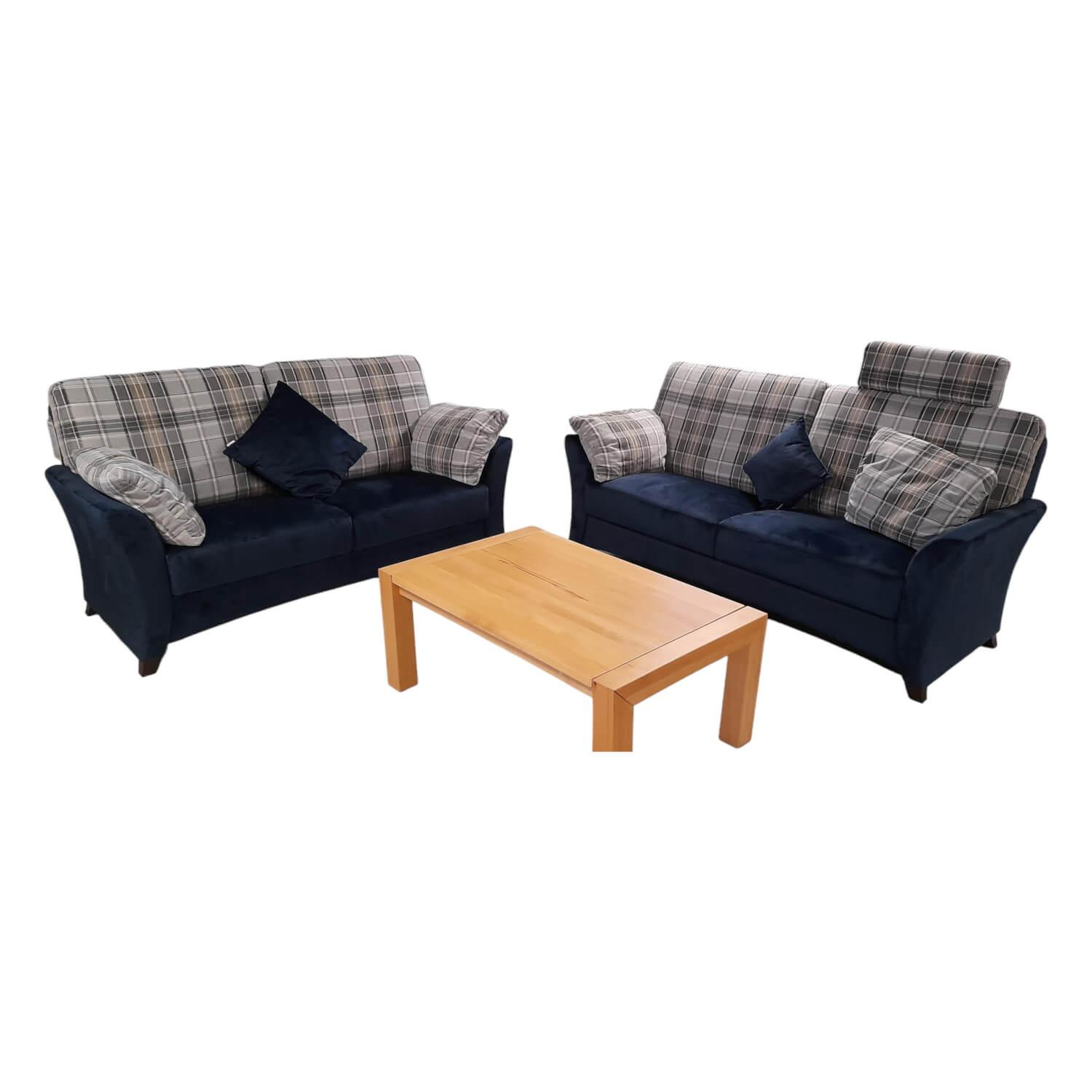 Schröno - Garnitur KS 9720-1 Sydney Stoff 657577 Fuß Buche Maronfarbig 2 Sofas - 1