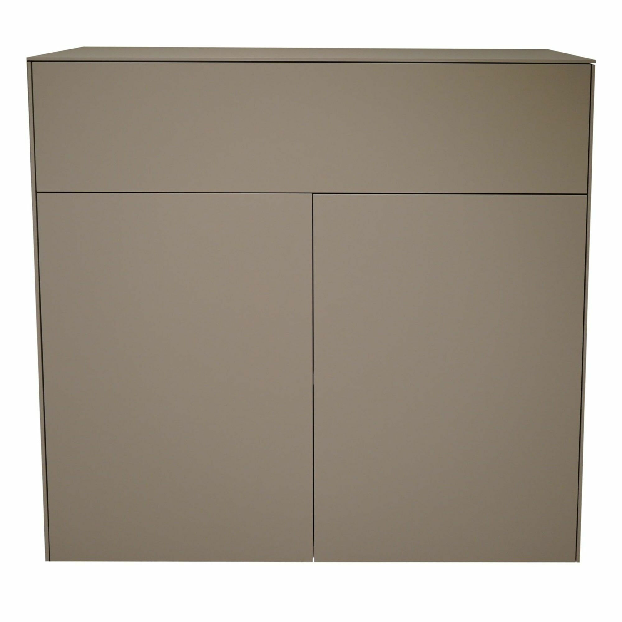 form1 - Kommode Connect Lack Matt Stone Braun Grau Innenfarbe Lack Matt Snow 01 Weiß Griffe Push-To-Open - 1
