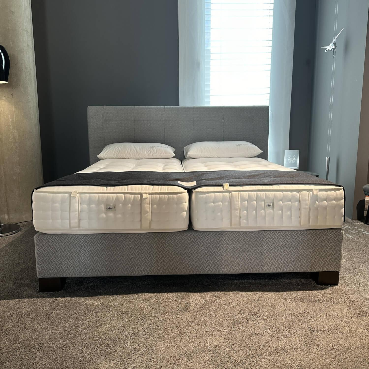 Schramm - Polsterbett Basis Bezug Stoff Luna 1870 Platin Grau Füße Quadratsich Eiche Schwarz Inklusive Matratzen - 5