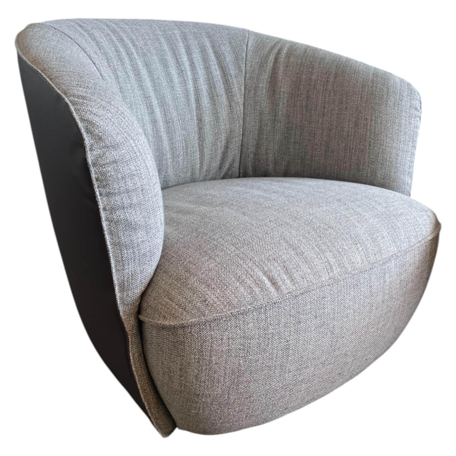 Walter Knoll - Sessel Ishino Stoff 25 Togba 7854 Pebble Grau Rücken Leder Cashmere Graphite - 1
