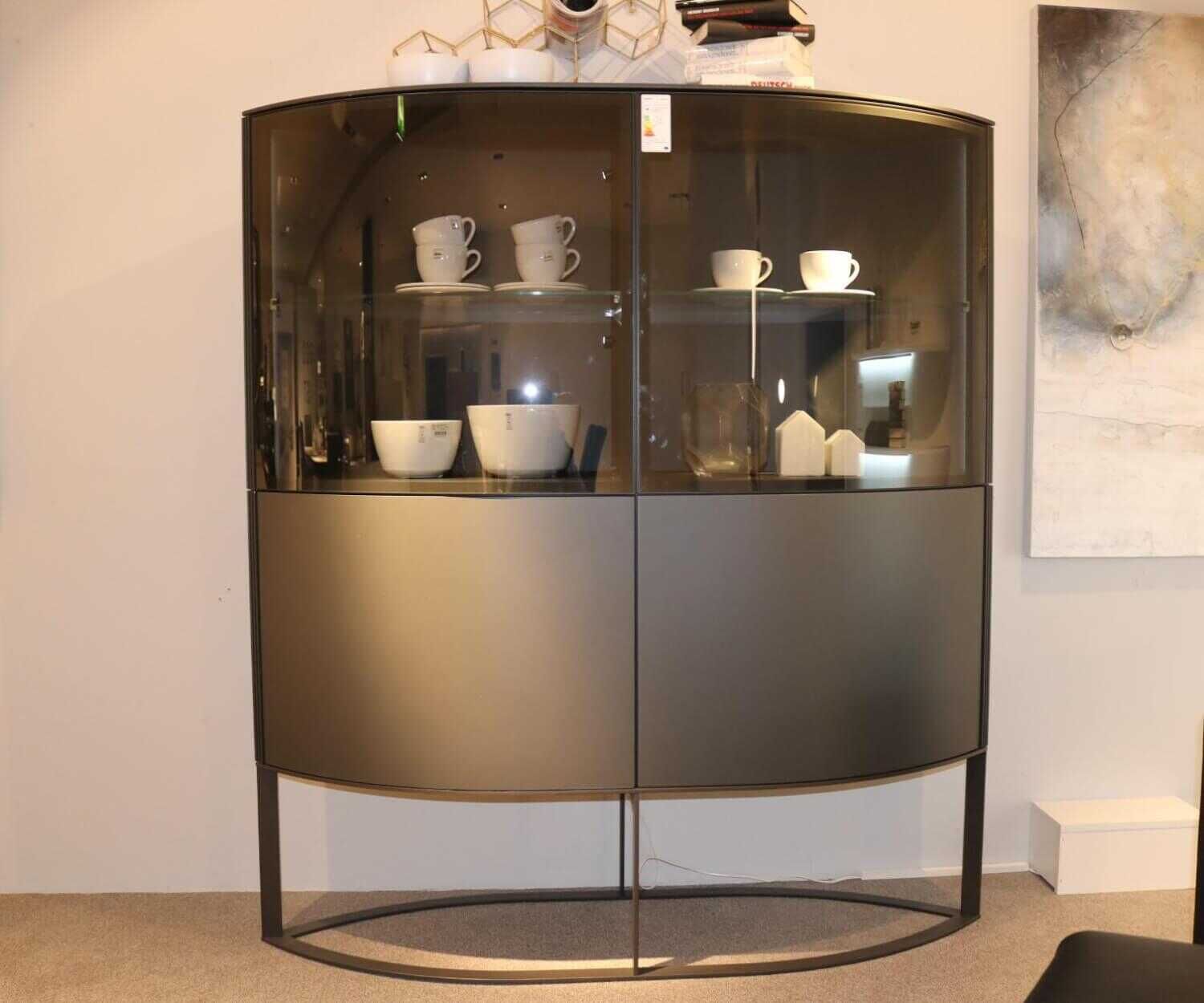 Hülsta - Highboard Navis Geschwungenes Glas Strukturlack Anthrazit - 3