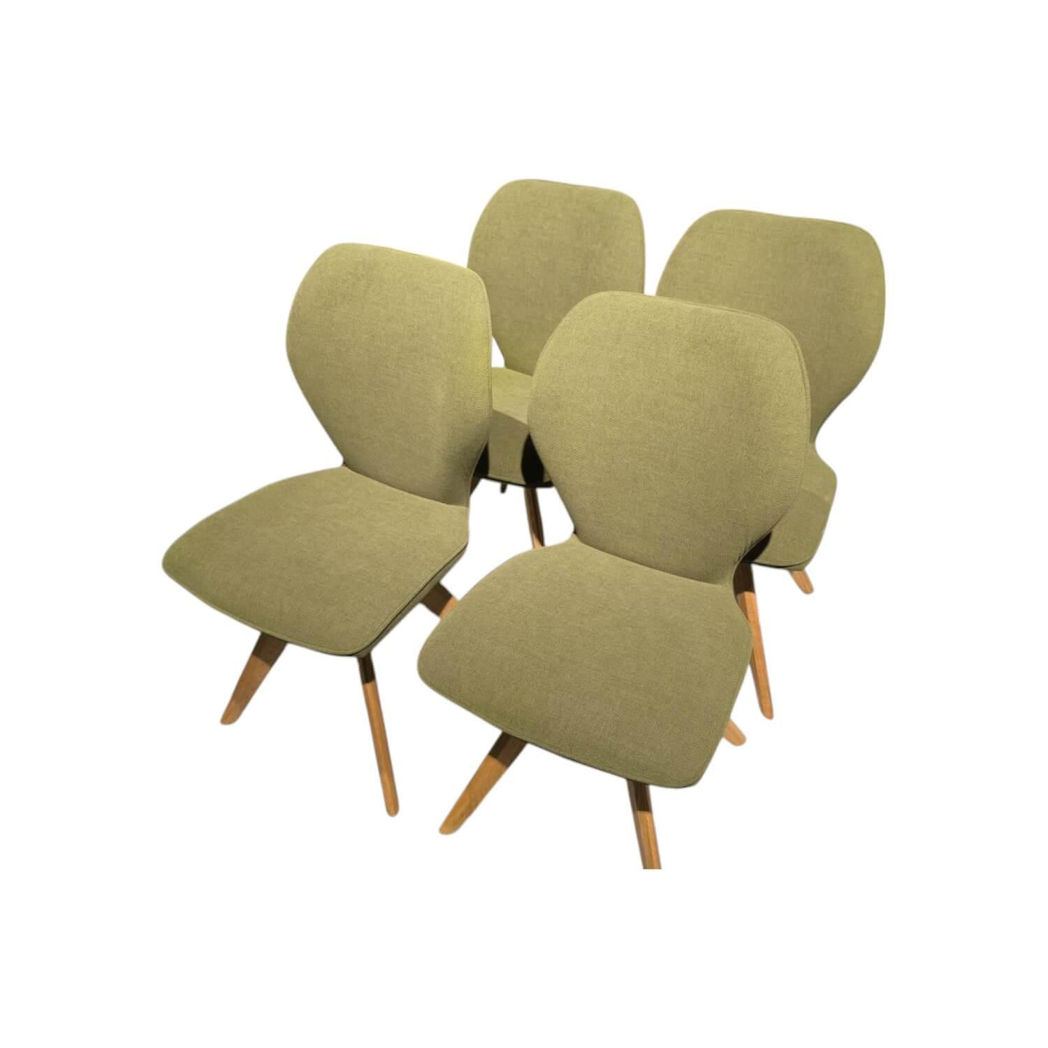 Niehoff - 4er-Set Stuhl Linea Dining Trend Time Stoff Malera L Olive Grün Gestell Wildeiche Geölt Fest - 1