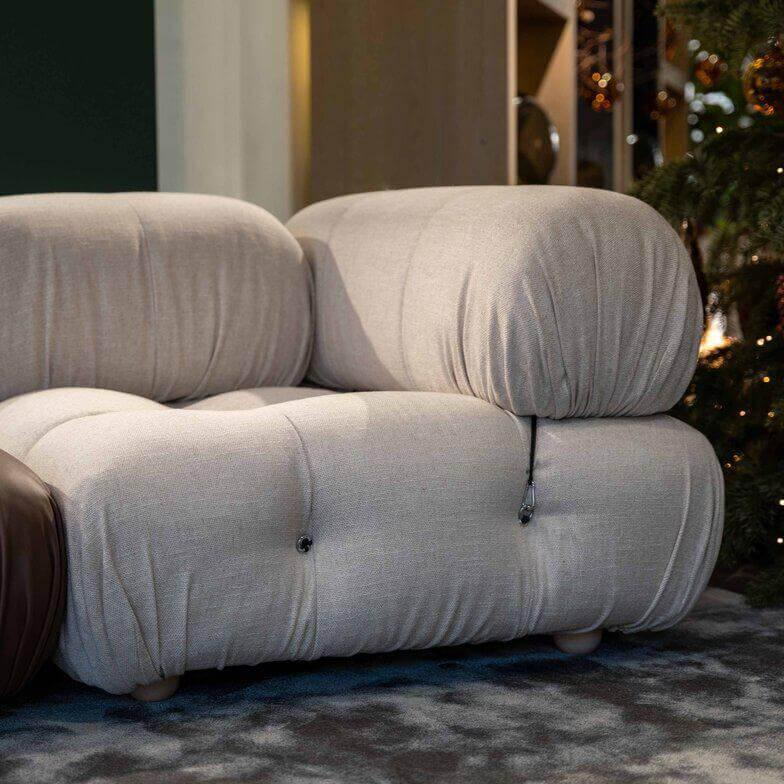 B&B Italia - Sofa Camaleonda Stoff Sapri Beige Leder Gamma Talpa Braun - 3