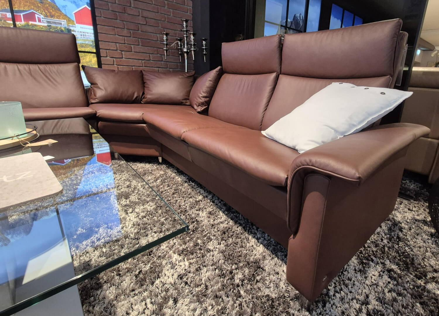 Stressless - Ecksofa Aurora Hoch Leder Paloma Marron Braun Füße Stahl - 7