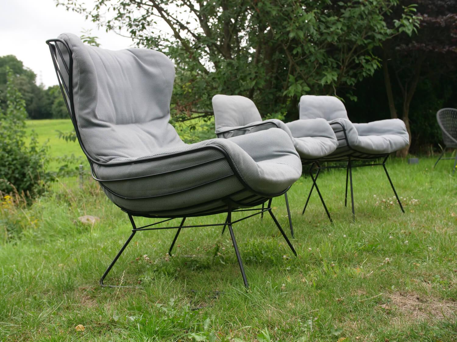 Freifrau - 2er Set Stuhl Leyasol High Stoff Lopi Cloud Drahtgestell ME001 Schwarz Mit Kunststoffgleitern - 7