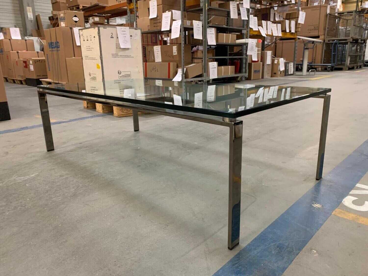Tisch Foster Kristallglas Stahl Schwarz-Chrom