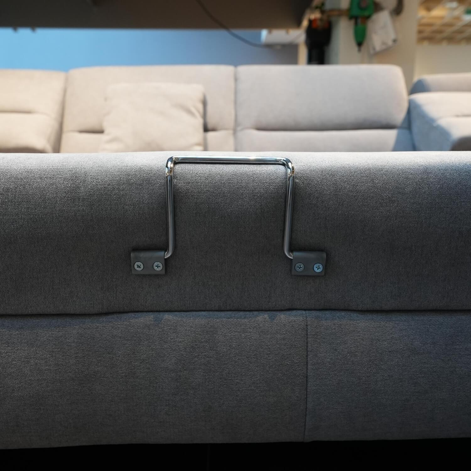 Zehdenick - Ecksofa 4305 Stoff Miro Silver Grau Füße Metall Inklusive Kopfstütze - 5