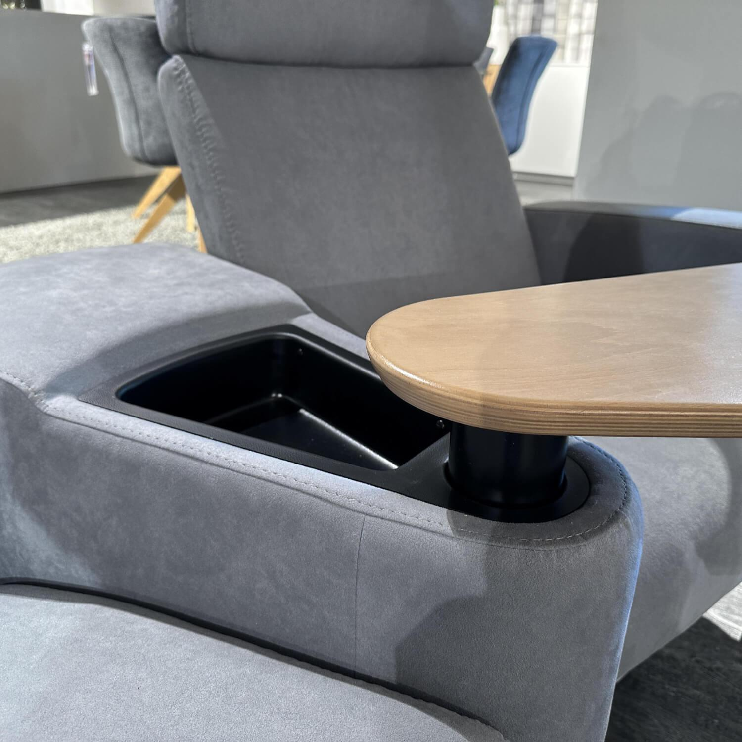 Stressless - Sofa Zweisitzer Arion 19 Hoch Bezug Dinamica Dark Grey Dunkelgrau Füße 88 Stahl Rund Sektortisch In Eiche - 3