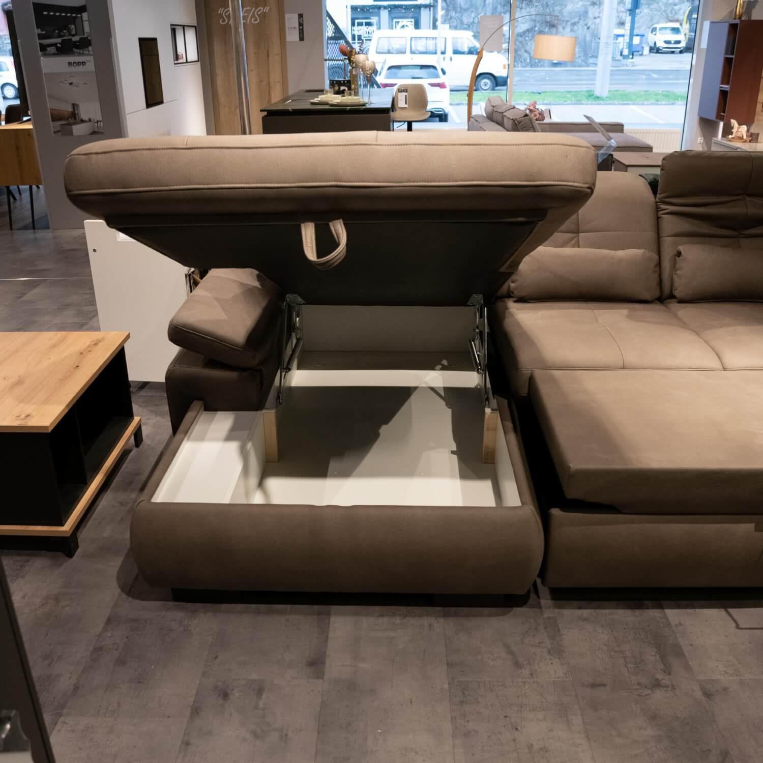 Megapol - Ecksofa Modulmaster Bezug Stoff Mammut Nougat 02 Mit Bettfunktion Und Stauraum - 3
