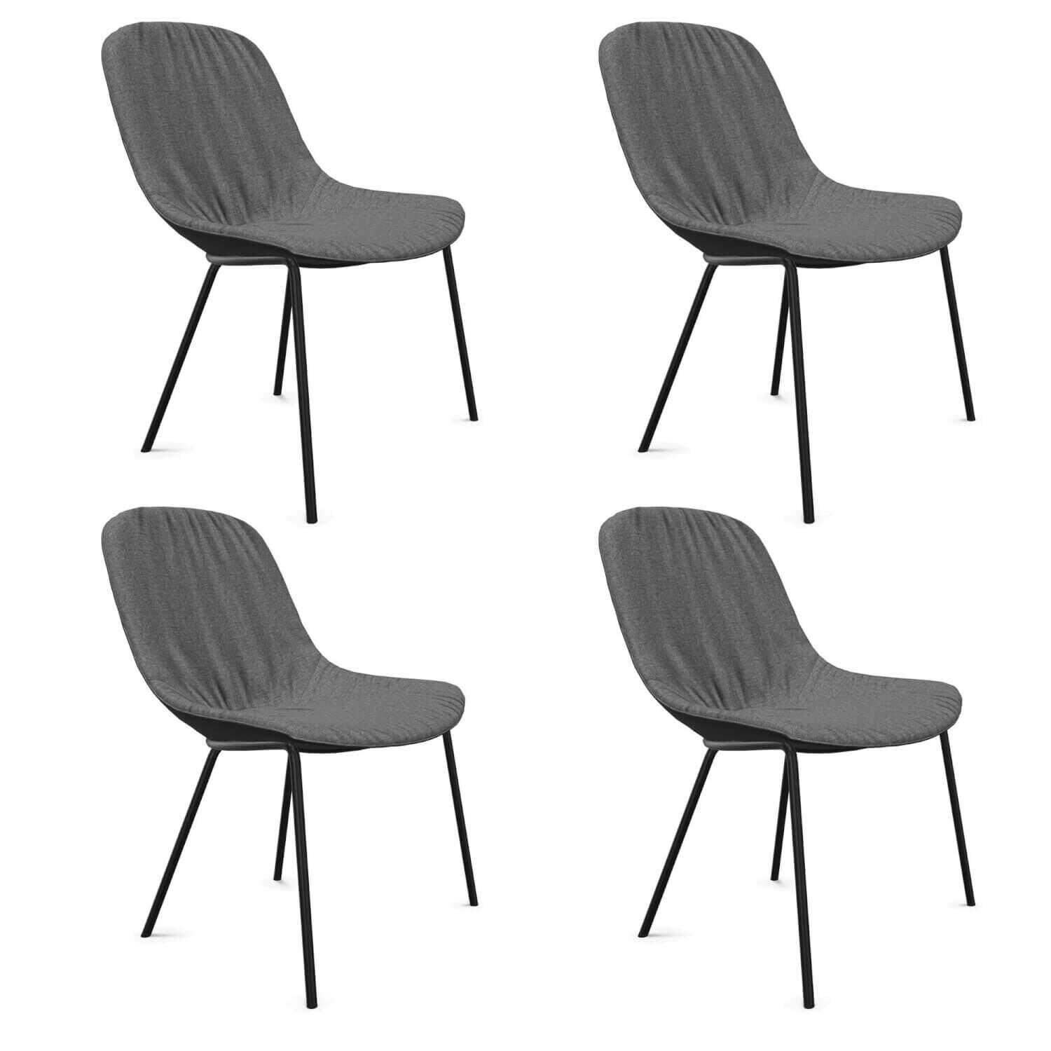 Walter Knoll - 4er-Set Stuhlgruppe Cheru Stoff Gaia 7890 Silver Grau - 1