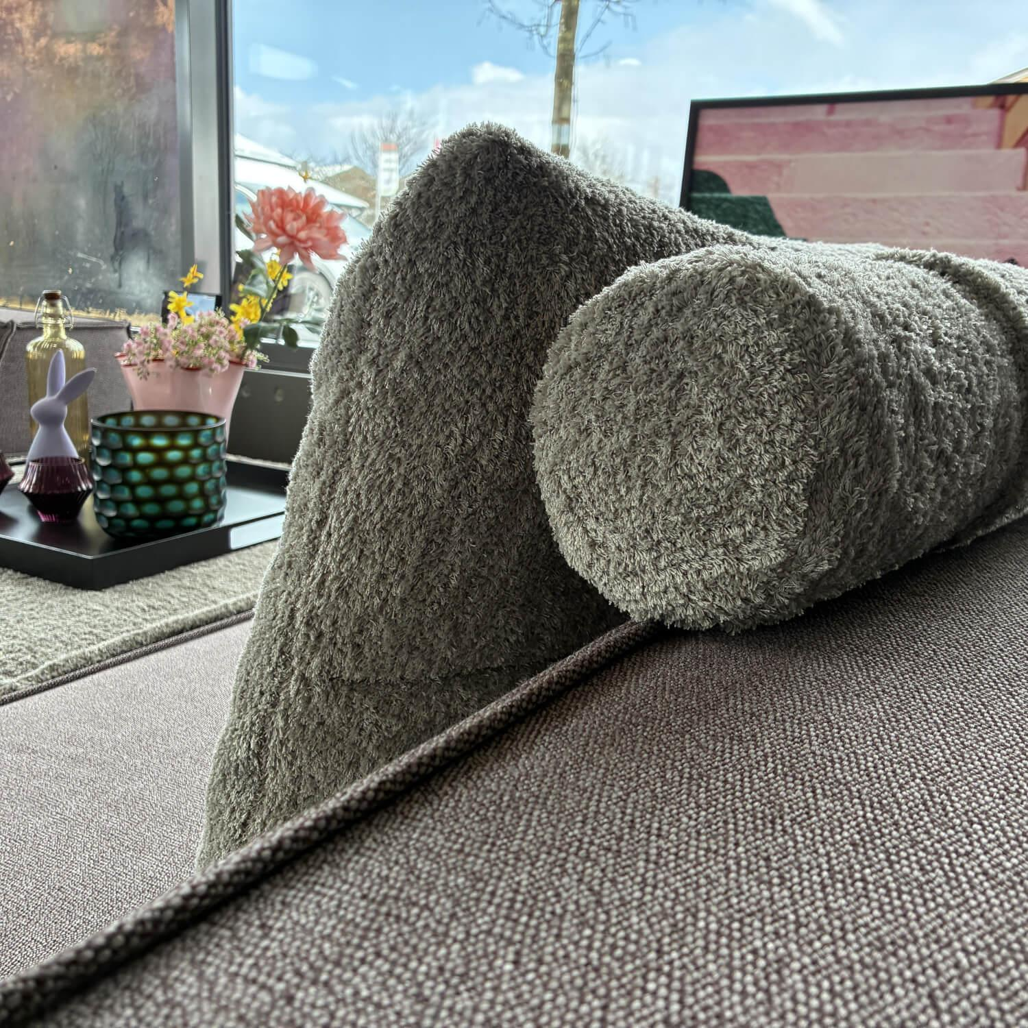 COR - Ecksofa Trio Stoff 9120 Marone Violett Und 9047 Greige Grau Beige - 6