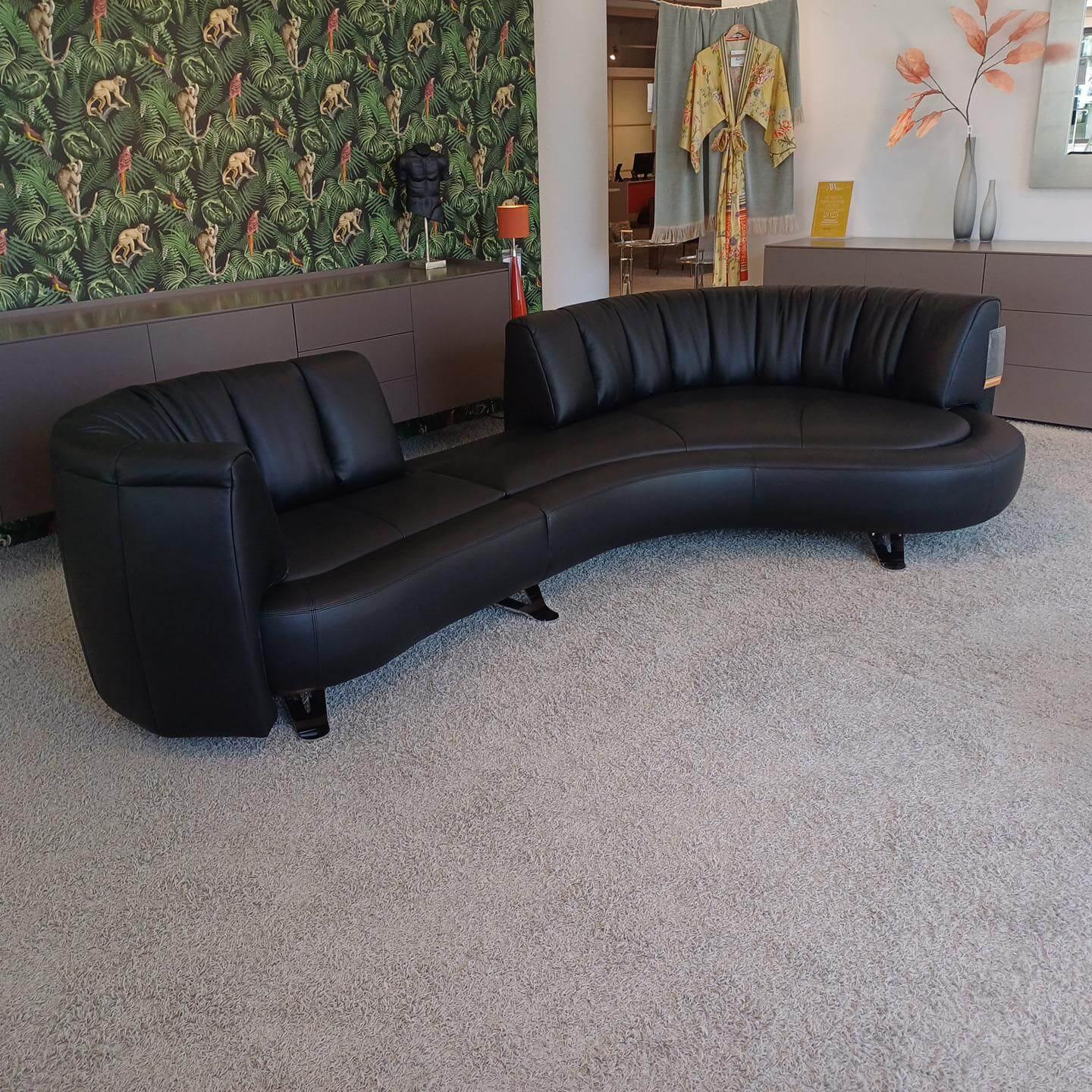 De Sede - Ecksofa DS 1064 River Leder Select 2411 Black Schwarz Füße Hochglanz Verchromt - 7